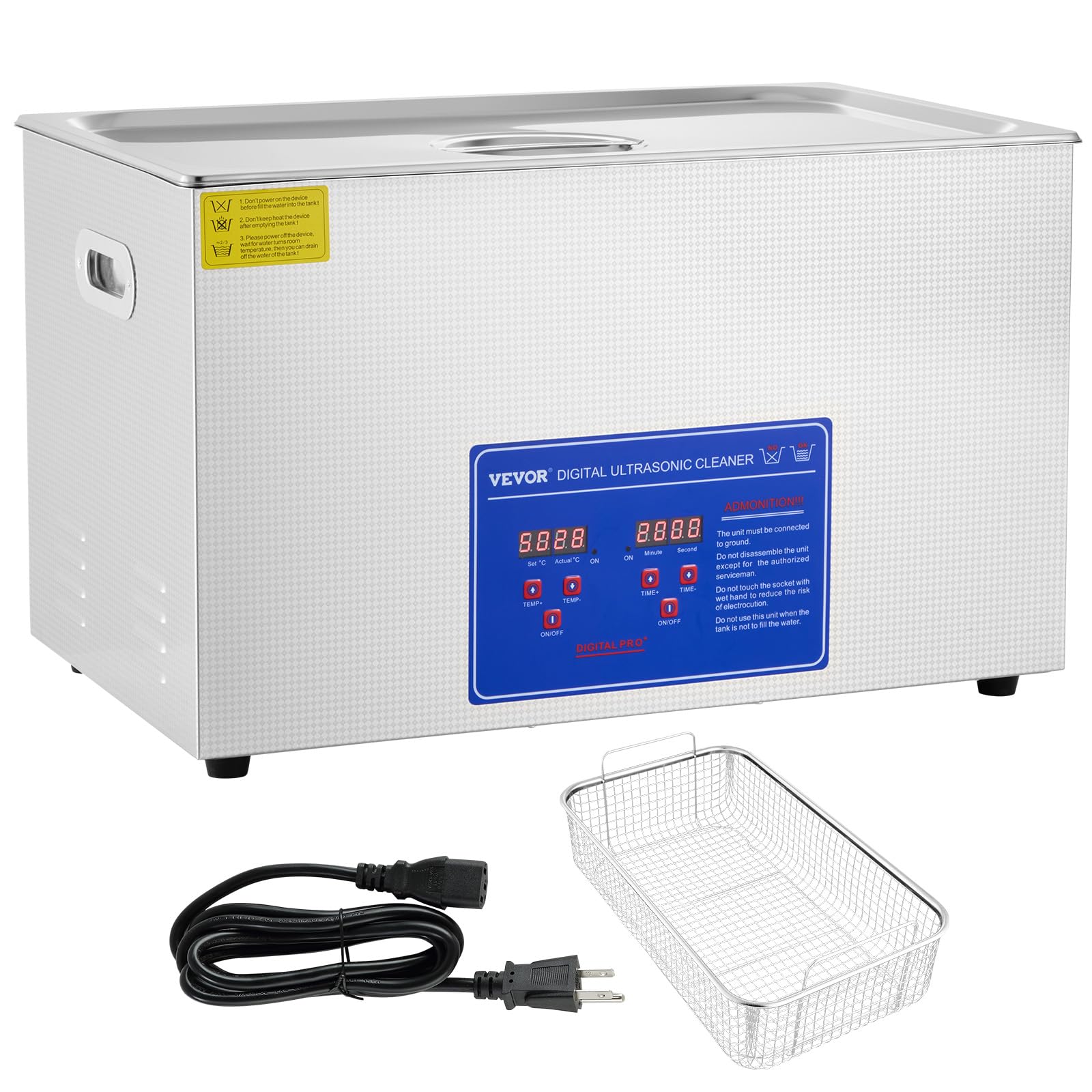 VEVOR 30L Industrial Ultrasonic Cleaner with Digital Timer & Heater, 40kHz 1100W Professional Large Ultrasonic Cleaning Machine for Wrench Tools, Metal Parts, Dental Instruments - Perfect for Automotive Repair, Jewelry Cleaning & Laboratory Equipment Maintenance