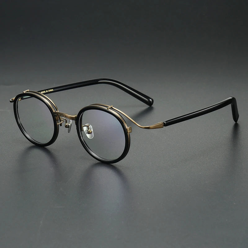Stylish Aror Men's Full Rim Big Round Titanium Acetate Eyeglasses Frame - Lightweight & Durable for Work, Reading & Fashion (Model 92526)