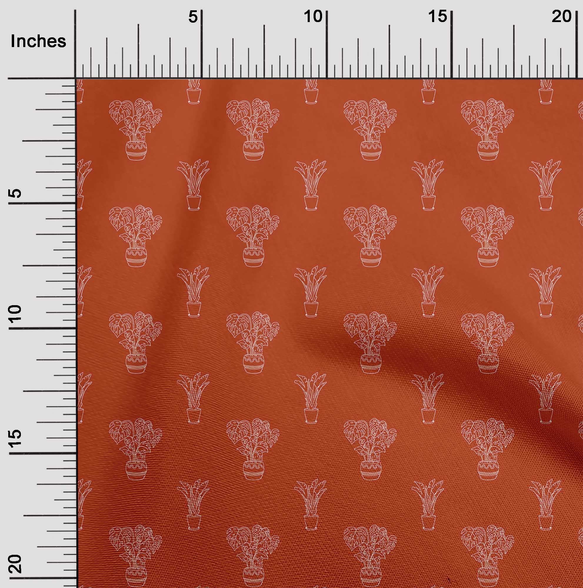 Premium 100% Cotton Jersey Orange Fabric for House Plants, DIY Craft Projects, Home Decor - Printed by The Yard, 58 Inch Wide - Perfect for Sewing, Quilting, and Upholstery