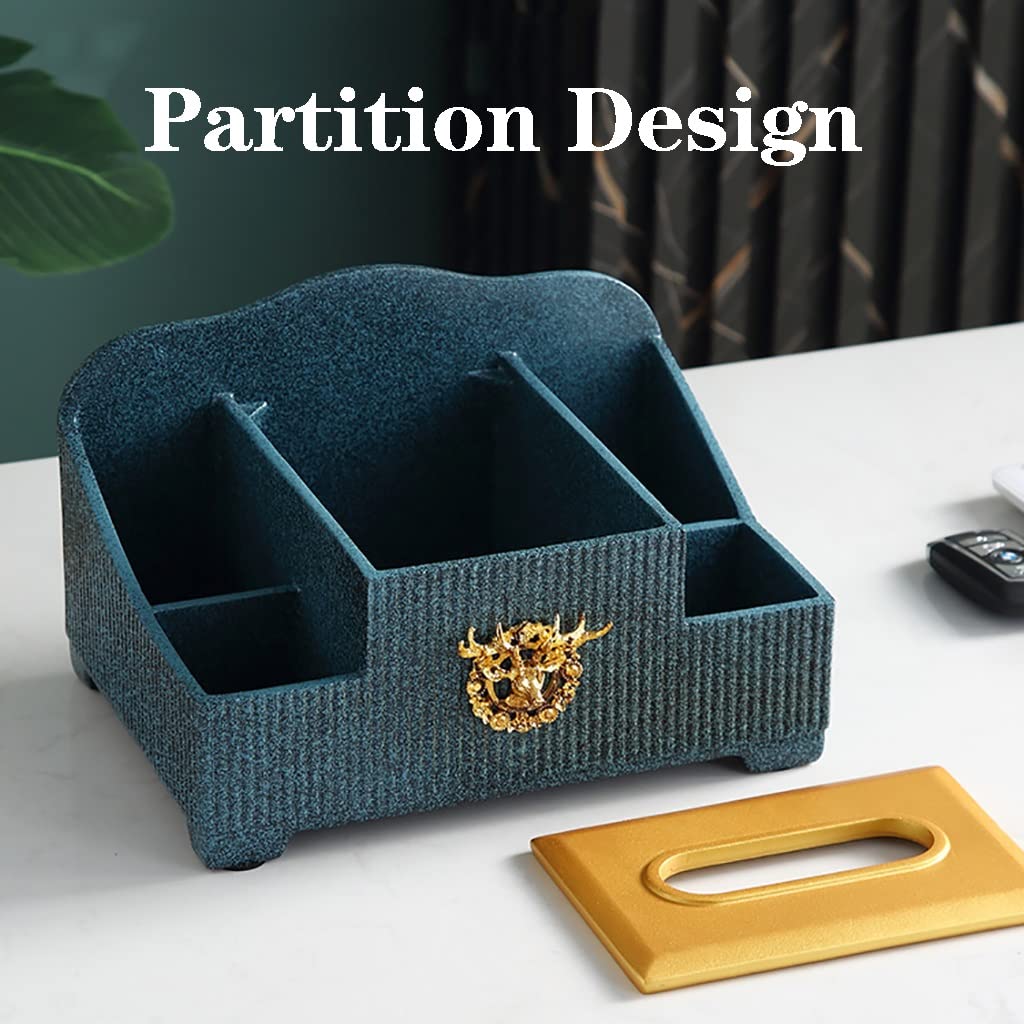 Multifunctional Remote Control & Napkin Organizer Box - Decorative Tissue Holder for Home, Office, Car, Restaurant | Blue | Perfect for Kitchen Countertops, Coffee Tables & Desk Organization