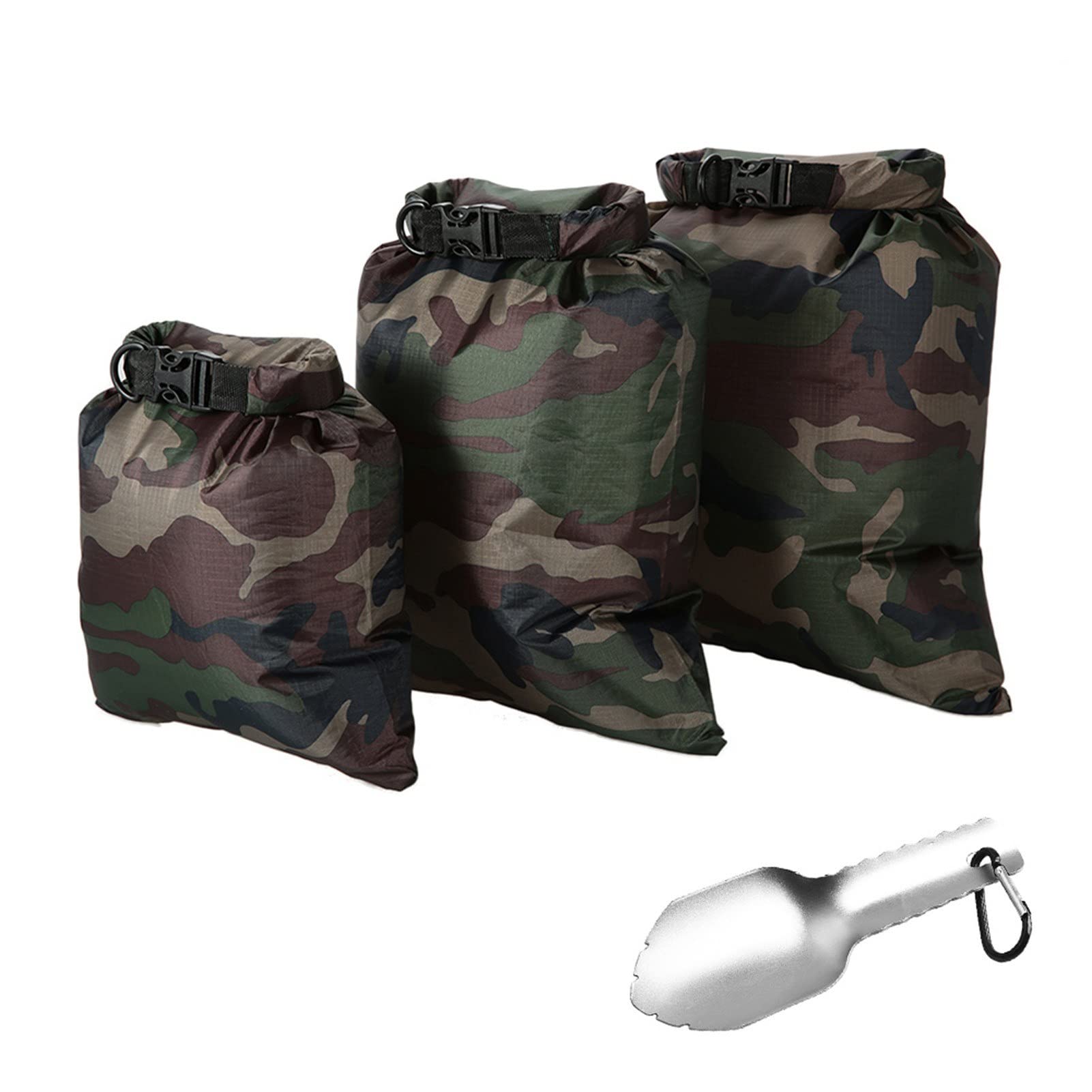 **MengK 3-Pack Waterproof Dry Bags (3L, 5L, 8L) – Ultralight & Durable for Camping, Hiking, Travel – Includes Free Hand Trowel – Perfect for Beach, Kayaking & Outdoor Adventures**