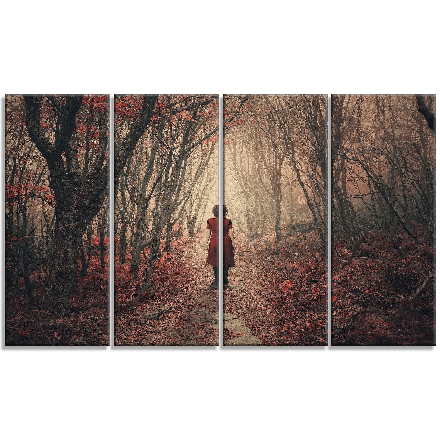 Designart Frosty Forest Landscape Photo Metal Wall Art - 48x28 Inches, 4 Panels - Winter Scenery Home Decor for Living Room, Bedroom & Office