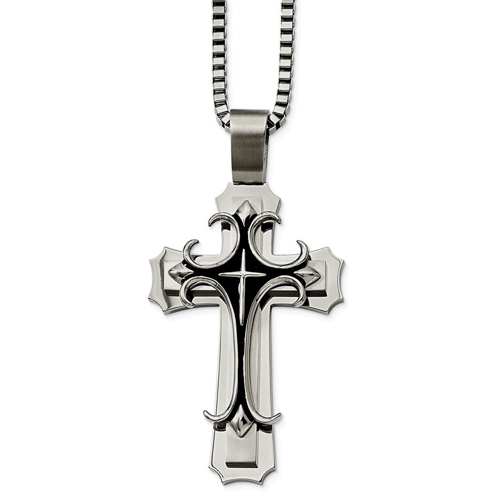 Stainless Steel Cross Pendant Necklace for Men & Women - 24