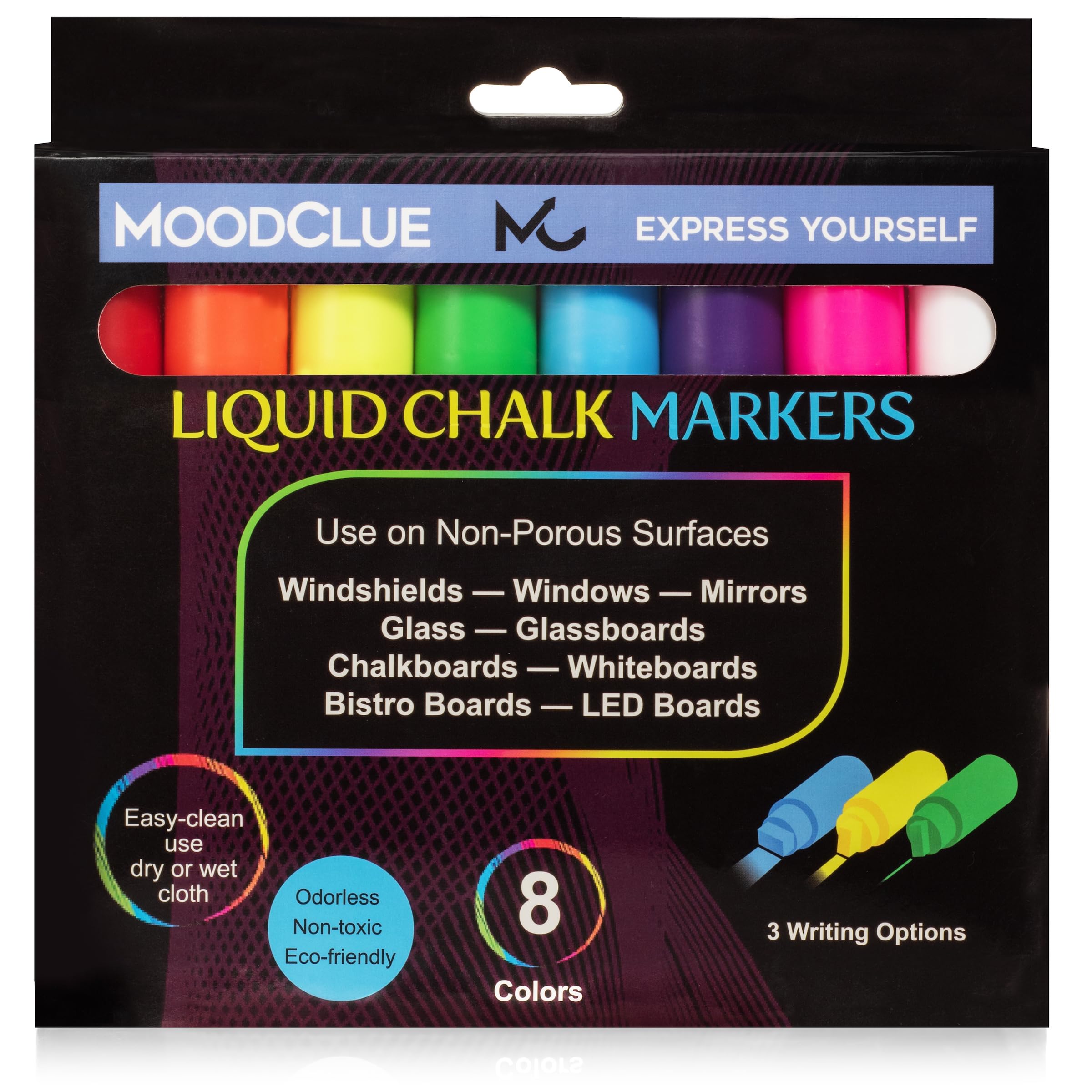 **Erasable Liquid Chalk Markers - 8 Pack Neon Colors for Car Windows, Whiteboards, Mirrors & Signs - Washable, Bold, 10mm Tip - Perfect for Retail, Restaurants & DIY Projects**