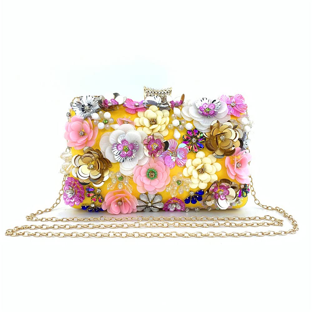 JIAJIA 3866 Women's Rhinestone 3D Sequins Envelope Clutch Purse - Elegant Wedding Evening Handbag for Bride, Prom, Party & Special Occasions