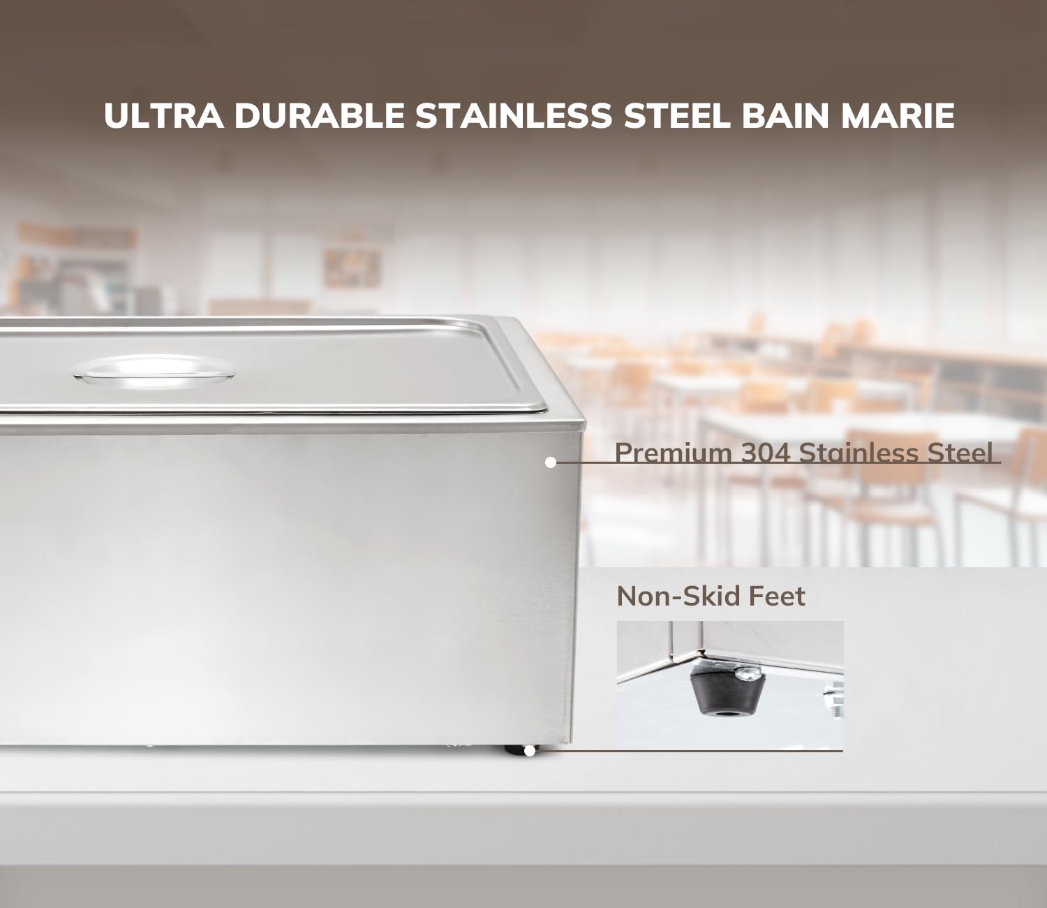 Commercial Grade Stainless Steel Bain Marie Buffet Food Warmer - 1 Section Steam Table for Catering, Restaurants & Buffets | Keep Food Hot for Events, Parties & Food Service