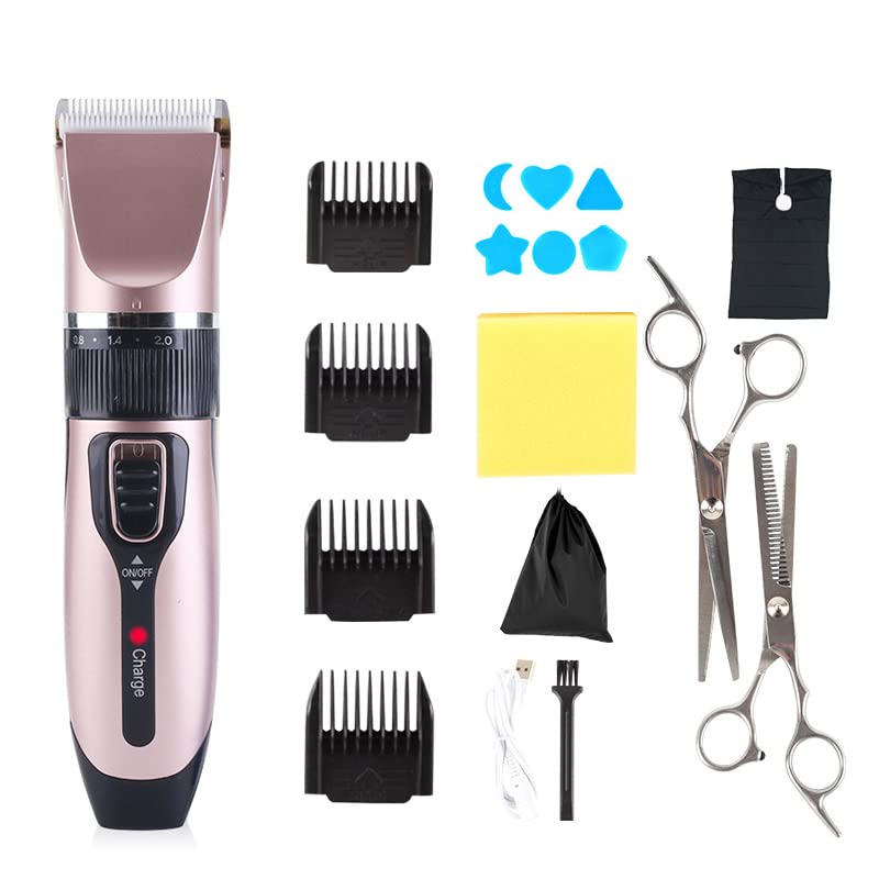 Professional Electric Hair Clipper & Beard Trimmer Kit - Powerful Cordless Hair Shaver for Men & Family, Barber-Grade Precision Cutting with Multiple Attachments (Pink A2) - Perfect for Home Grooming, Salon Styling & Travel Use