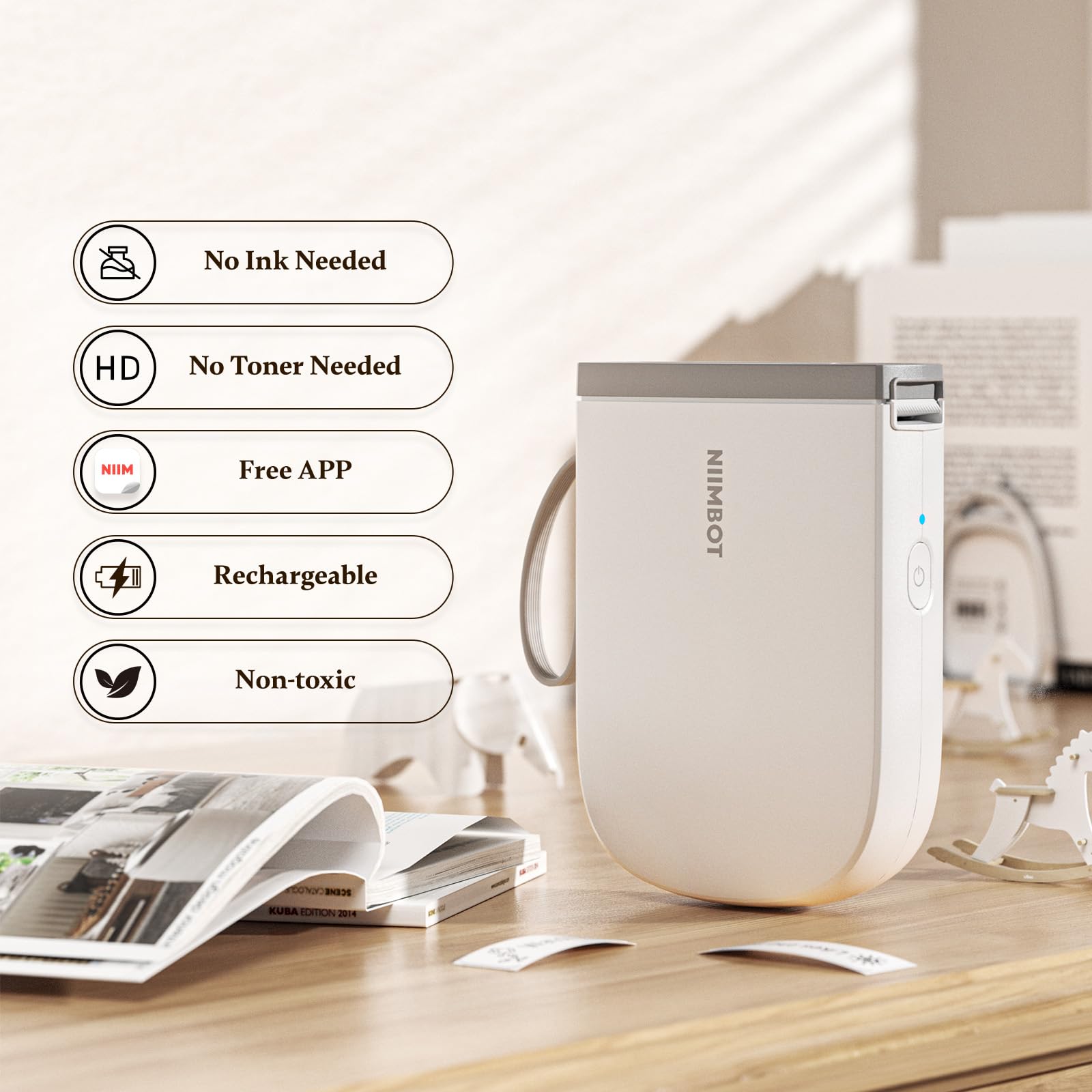 NIIMBOT D11 0.5 Inch Bluetooth Label Maker - 300 DPI Portable Label Printer with Rechargeable Battery (White) - Perfect for Home Organization, Office Filing & Small Business Inventory Management