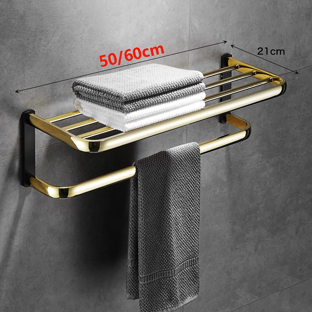 24-Inch Stainless Steel Towel Rack - Wall Mounted Bathroom Towel Bar Organizer with 2 Hooks - Space Saving Storage for Kitchen, Toilet & Cloakroom - Perfect for Hanging Towels, Robes & Kitchen Utensils