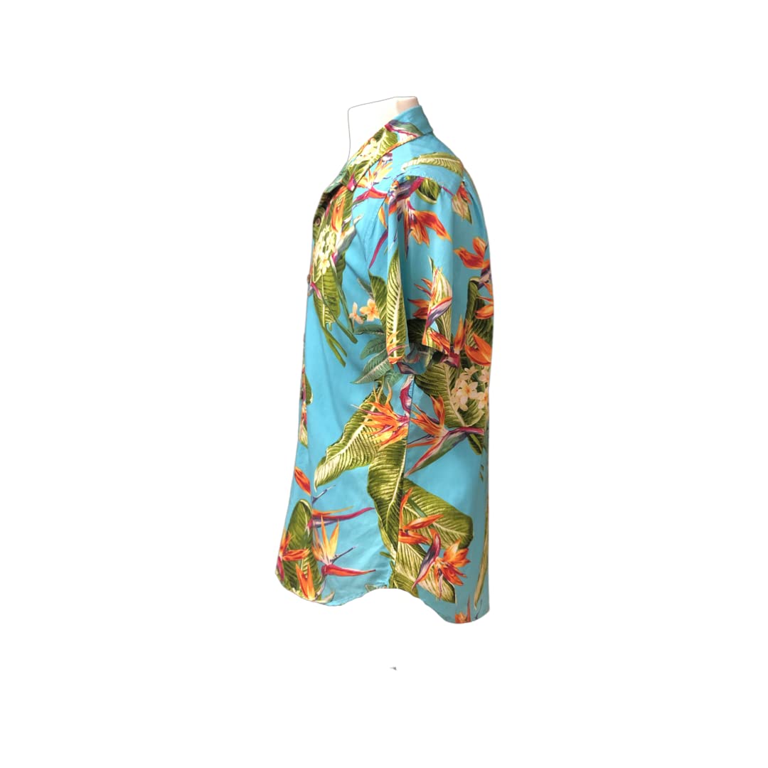 Men's Birds of Paradise Short Sleeve Hawaiian Aloha Shirt - Tropical Summer Casual Wear for Beach Vacation & Luau Parties