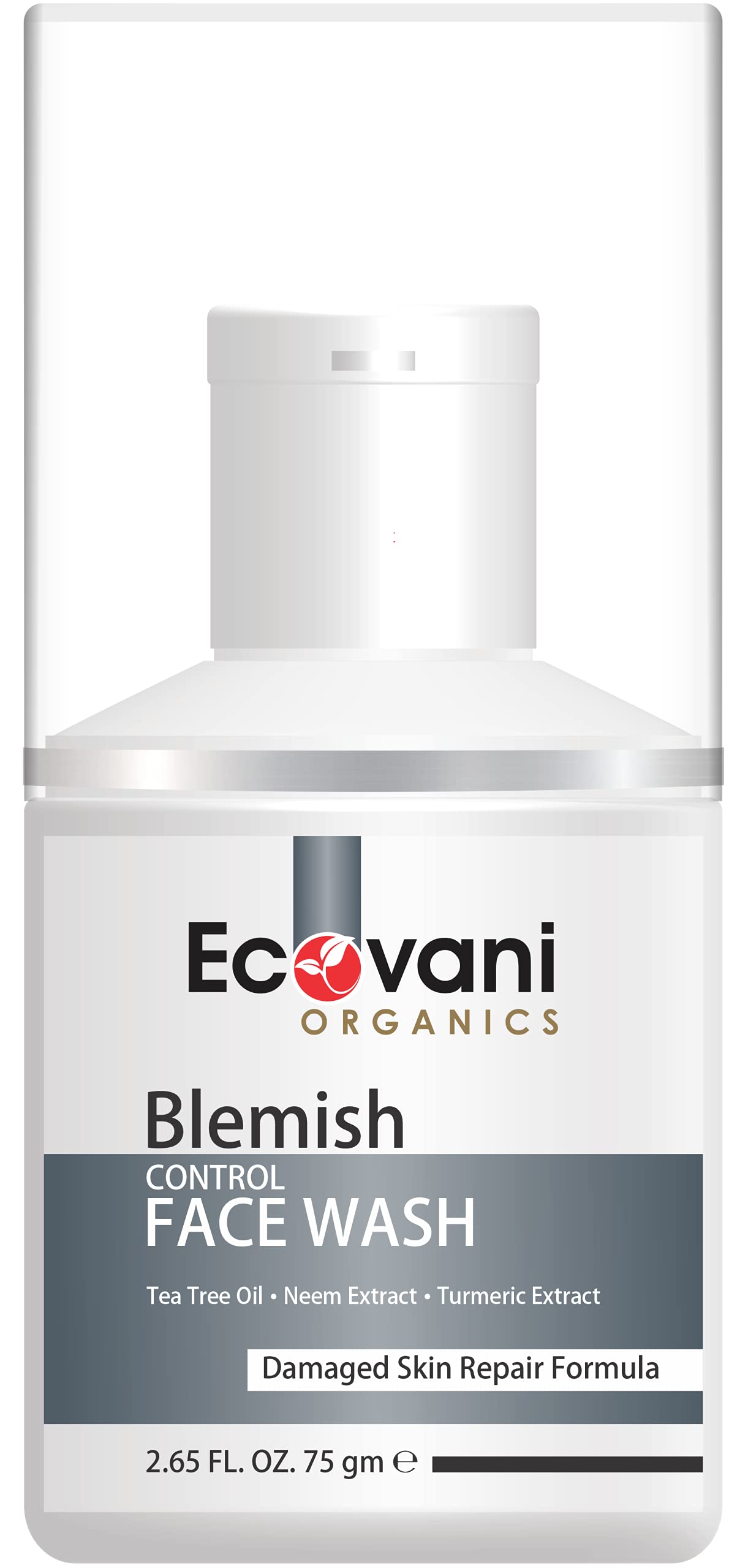 ECOVANI Organics Blemish Face Wash for Damaged Skin Repair - 75g & 125g | Gentle Cleanser for Acne-Prone Skin | Perfect for Daily Skincare Routine & Post-Workout Cleansing
