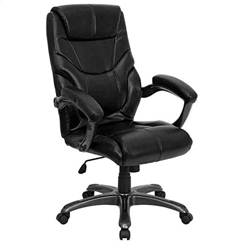 Premium High Back Overstuffed Executive Office Chair - Ergonomic Black Leather Desk Chair for Home & Business Use | Comfortable Seating for Long Work Hours, Gaming & Conference Rooms