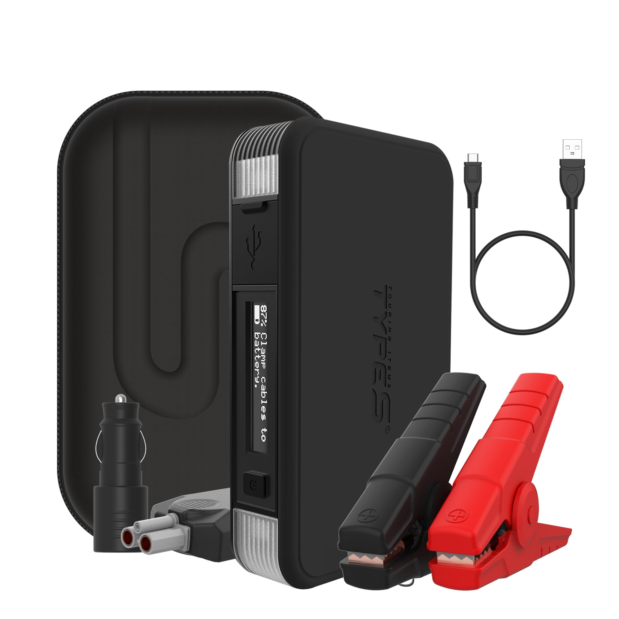 Type S 1000A 12V Car Battery Jump Starter for 6L Gas & 3L Diesel Engines - Portable Power Bank with LCD Display, USB-C Charging (10,000mAh), Emergency Hazard Lights - UL Listed Black Jump Box | Perfect for Roadside Emergencies, Camping & Outdoor Adventures