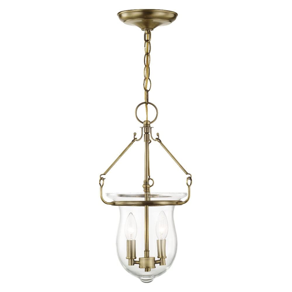 Livex Lighting 50294-07 18-Inch Bronze Pendant Light with Clear Glass Shade - Perfect for Kitchen Island, Dining Room, and Entryway Lighting
