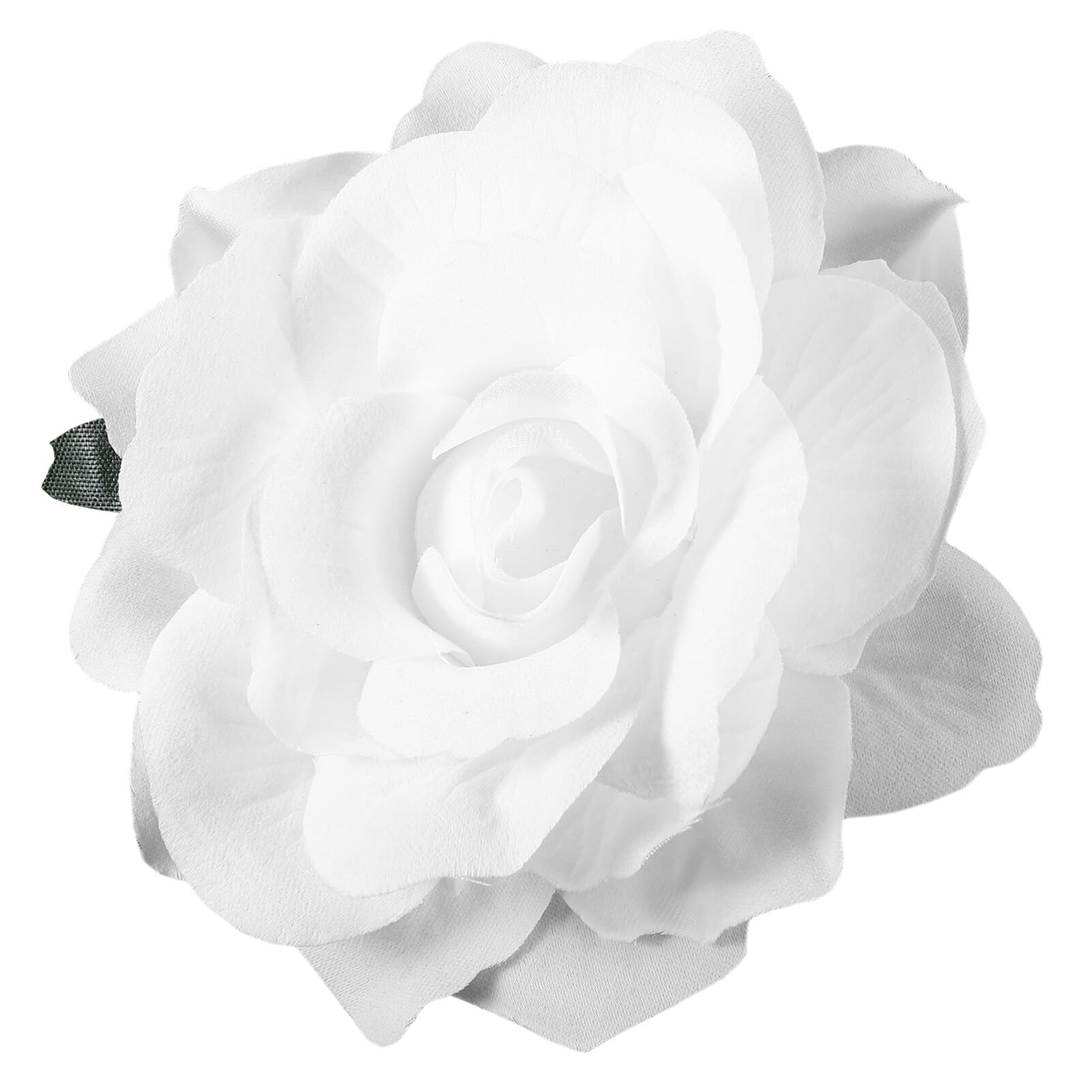 Minkissy White Rose Hair Clip & Brooch 2-in-1 for Women - Flamenco Dancer Pin Up Hair Accessory for Wedding, Party, Prom, and Special Occasions (White)