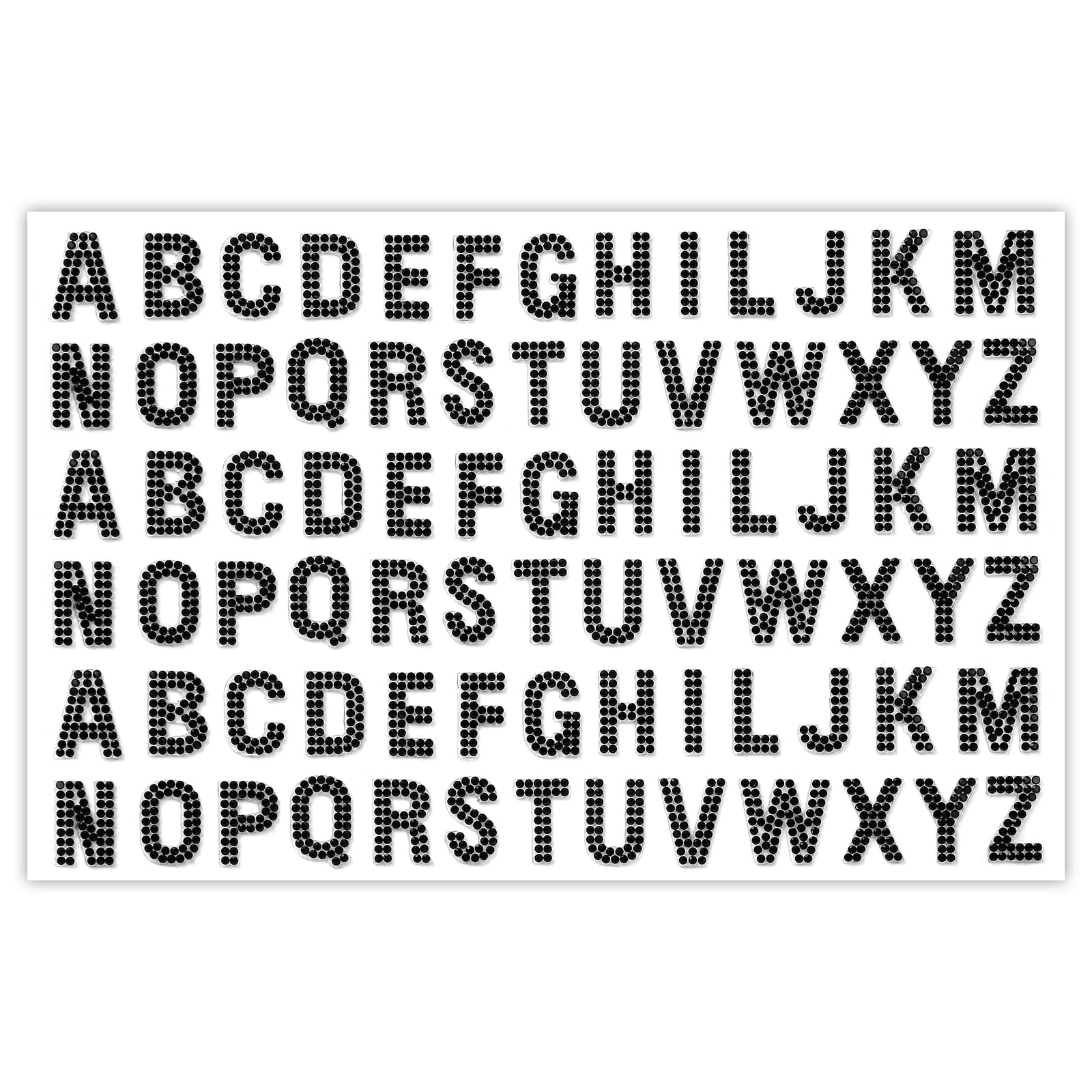 PRATIQUE 78 Pcs Rhinestone Letter Stickers - Self-Adhesive Glitter Alphabet Stickers for DIY Crafts, Scrapbooking, Journals & Home Decor (Black)