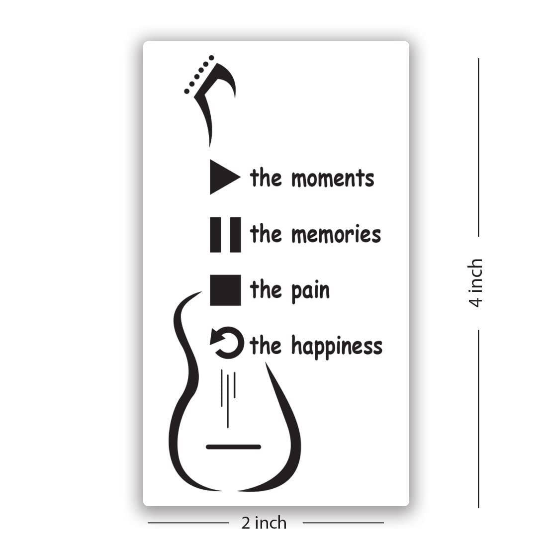 Waterproof Temporary Tattoos for Men & Women - Guitar with Moments Design - Multicolor Body Art for Music Lovers, Concerts, Parties & Festivals