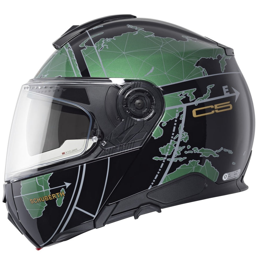 Schuberth C5 Globe Green Motorcycle Helmet - Lightweight, DOT & ECE Certified for Safe Riding - Perfect for Urban Commuting and Long-Distance Tours