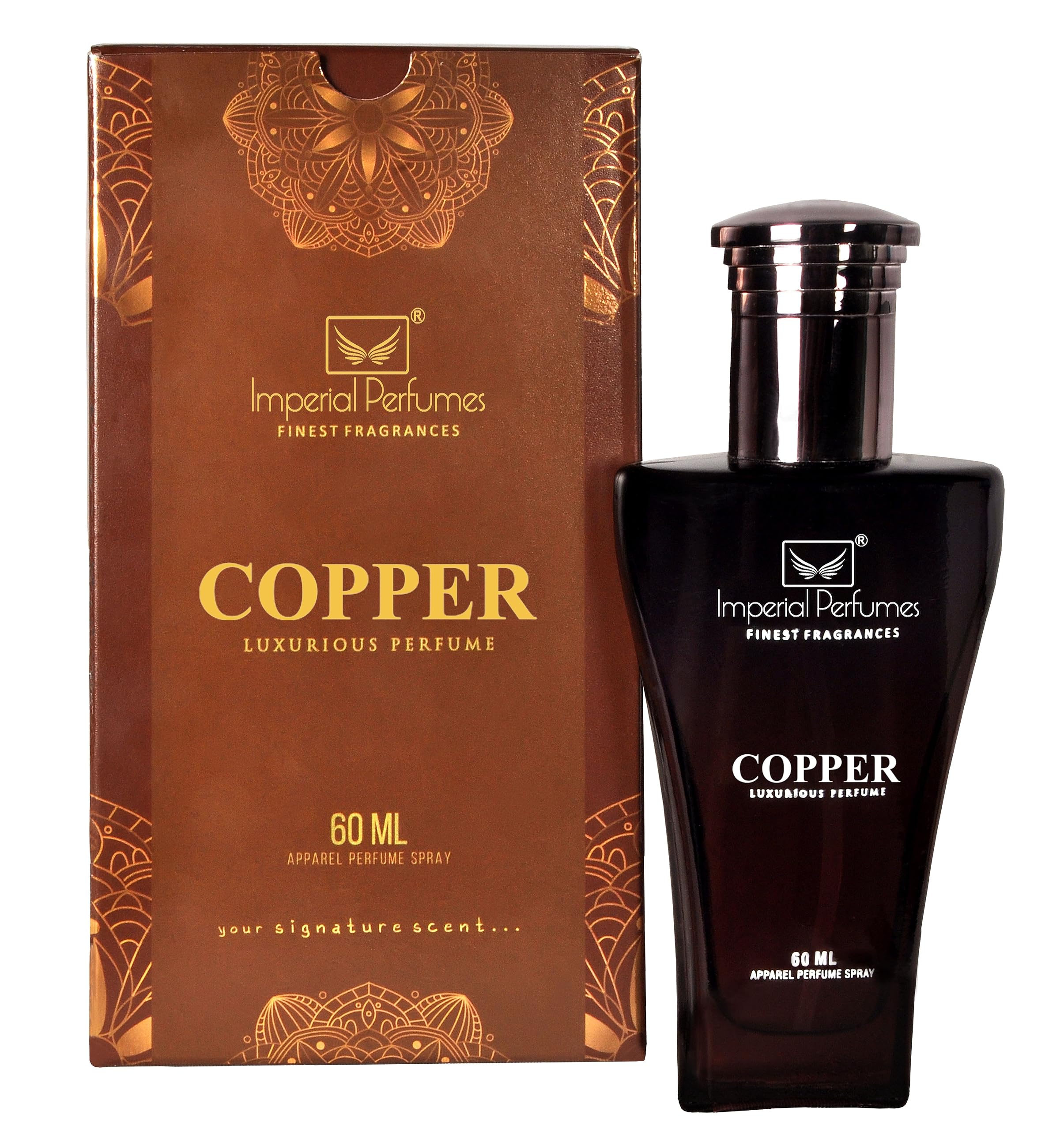 Premium Imperial Perfumes Copper Luxury Fragrance for Men & Women - Long Lasting Eau de Parfum with Imported Crystal Glass Bottle (60ml) - Perfect Gift for Weddings, Birthdays & Special Occasions - Elegant Scent for Date Nights, Office Wear & Evening Events