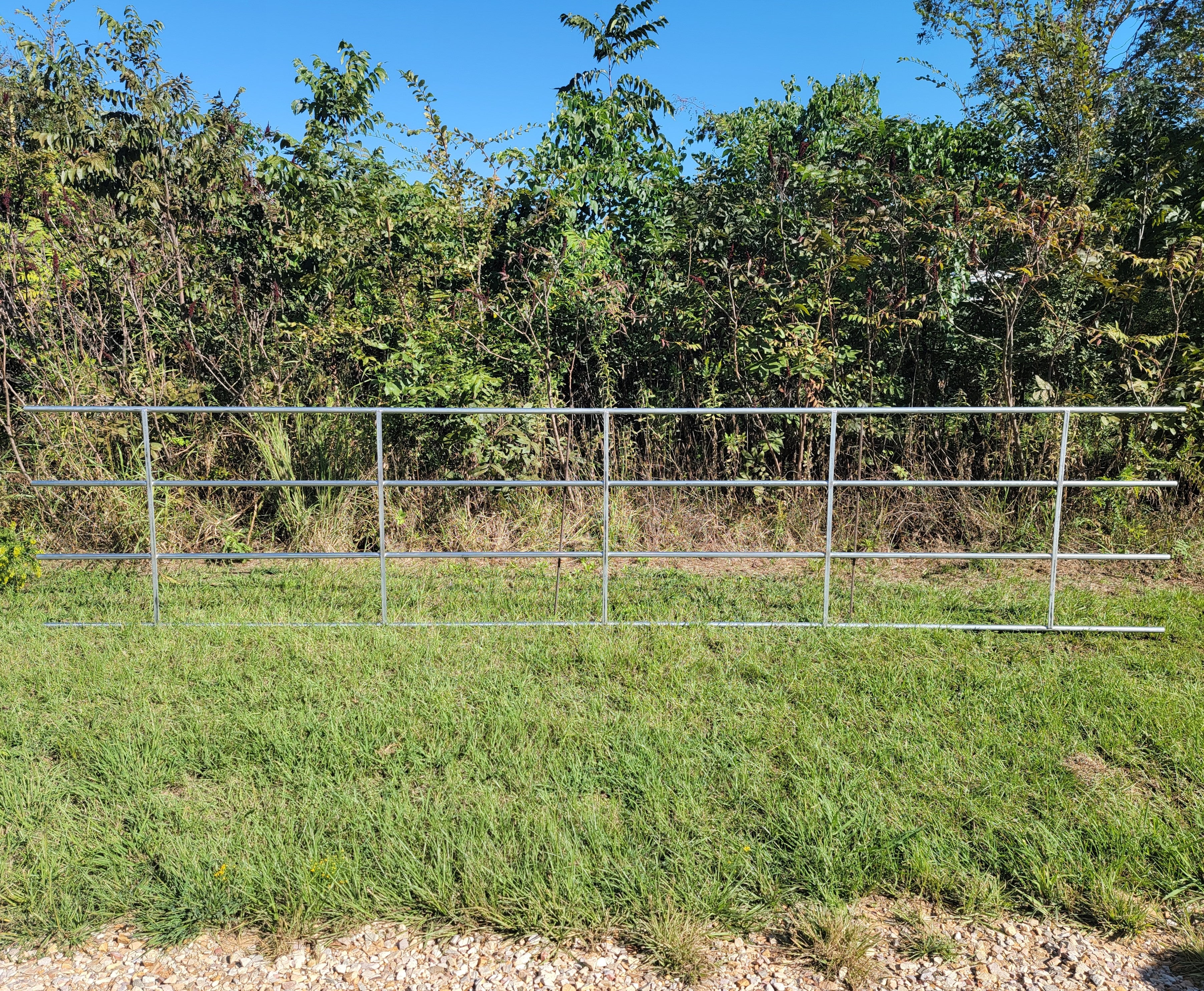 20 Ft Galvanized Steel 4-Rail Continuous Fencing Panel - Heavy Duty Horse & Livestock Fence for Ranch, Farm & Pasture Security