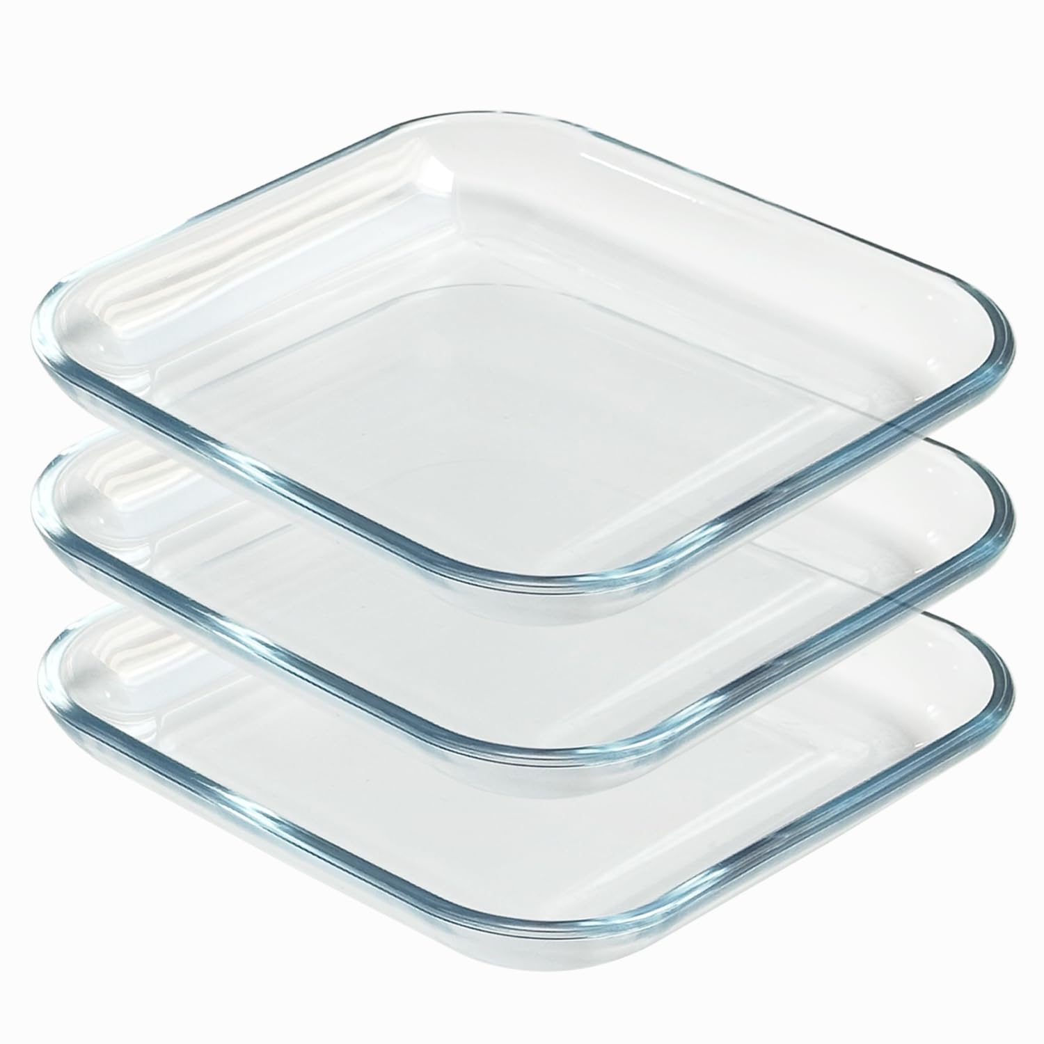 7 Inch Square Tempered Glass Dessert Plates - Set of 3, Mini Appetizer & Salad Plates for Cake, Fruit, Snacks - Perfect for Parties, Weddings, and Home Dining