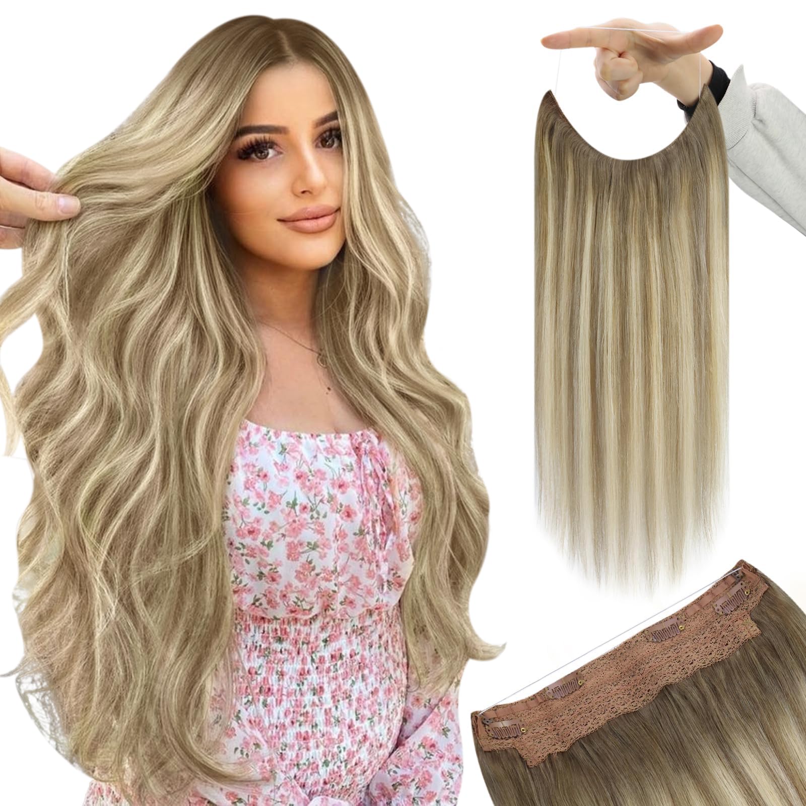Premium 100% Human Hair Wire Hair Extensions for Women - Clip-In, Heat Resistant, Natural Look for Daily Styling & Special Occasions