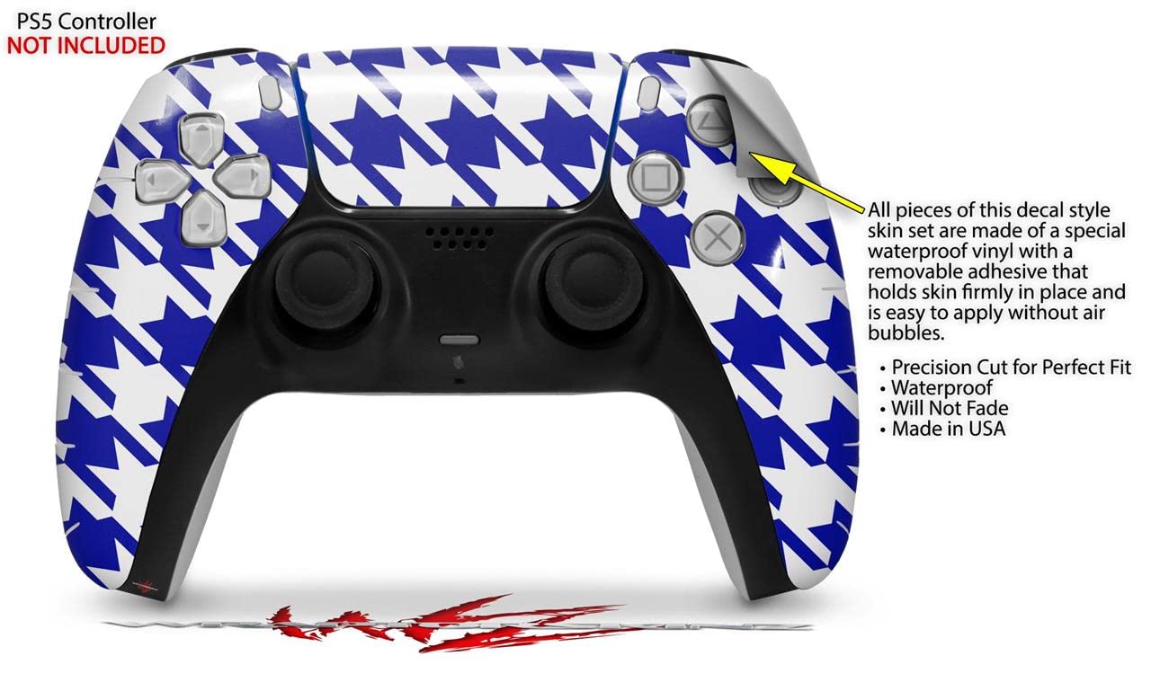 PS5 DualSense Controller Skin Wrap - Houndstooth Royal Blue for Gaming Protection