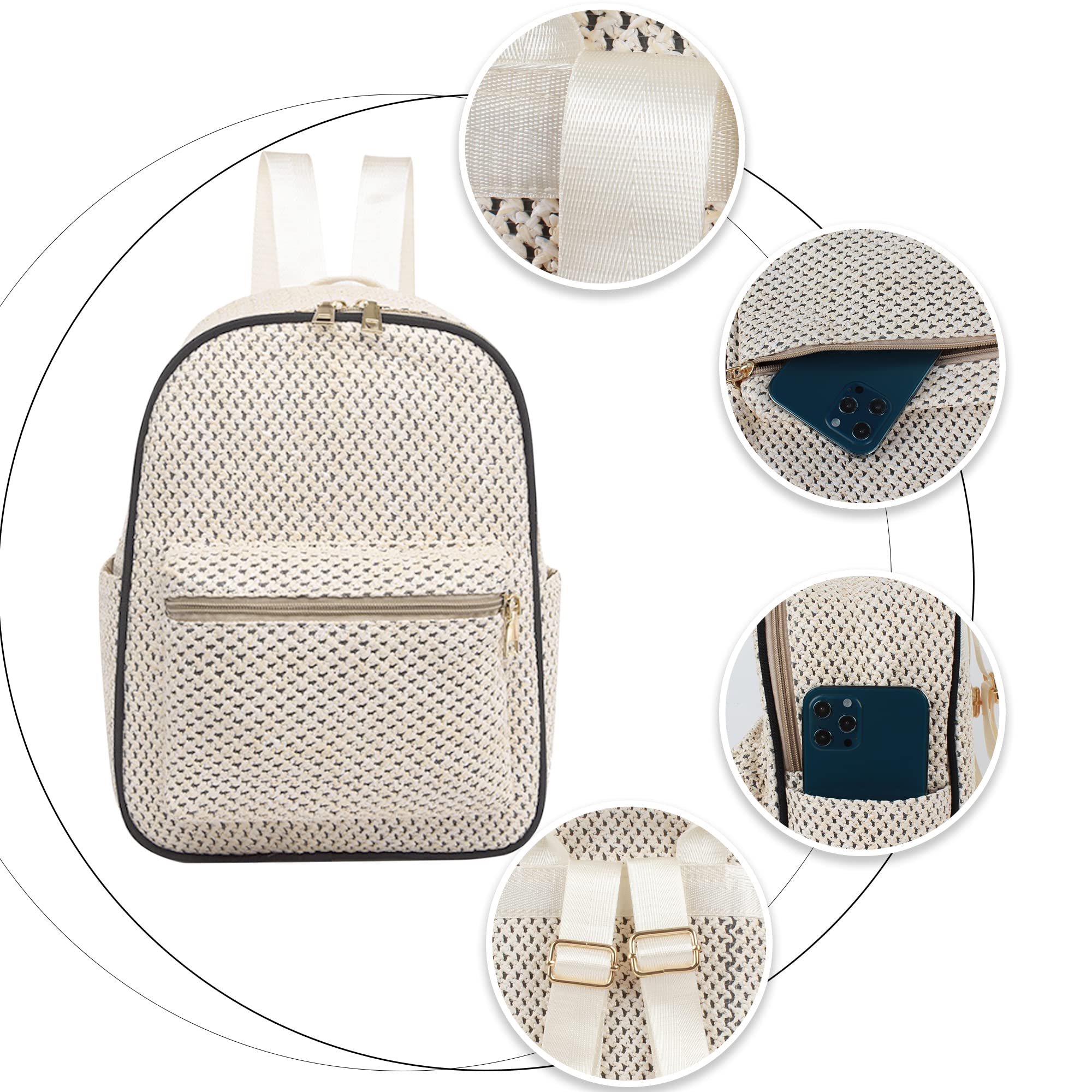 ZLM BAG US Handwoven Straw Backpack for Women - Bohemian Beach Bag, Casual Holiday Daypack Purse - Perfect for Beach Outings, Picnics, and Summer Travel