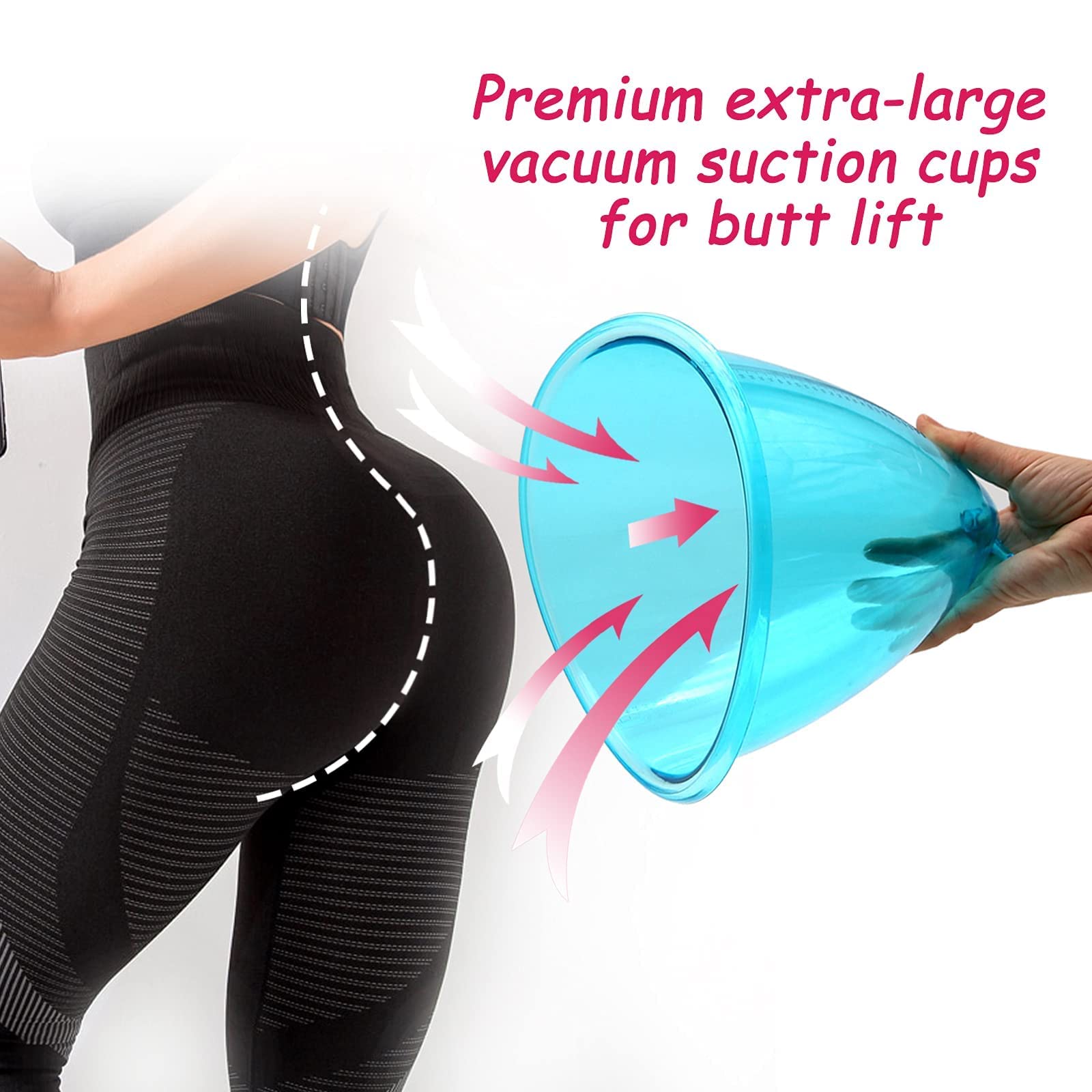 XL Vacuum Cupping Therapy Set for Butt Lift & Body Massage - 160ml & 180ml Silicone Suction Cups - Cellulite Reduction & Muscle Relaxation - Perfect for Home Spa, Post-Workout Recovery & Beauty Treatments