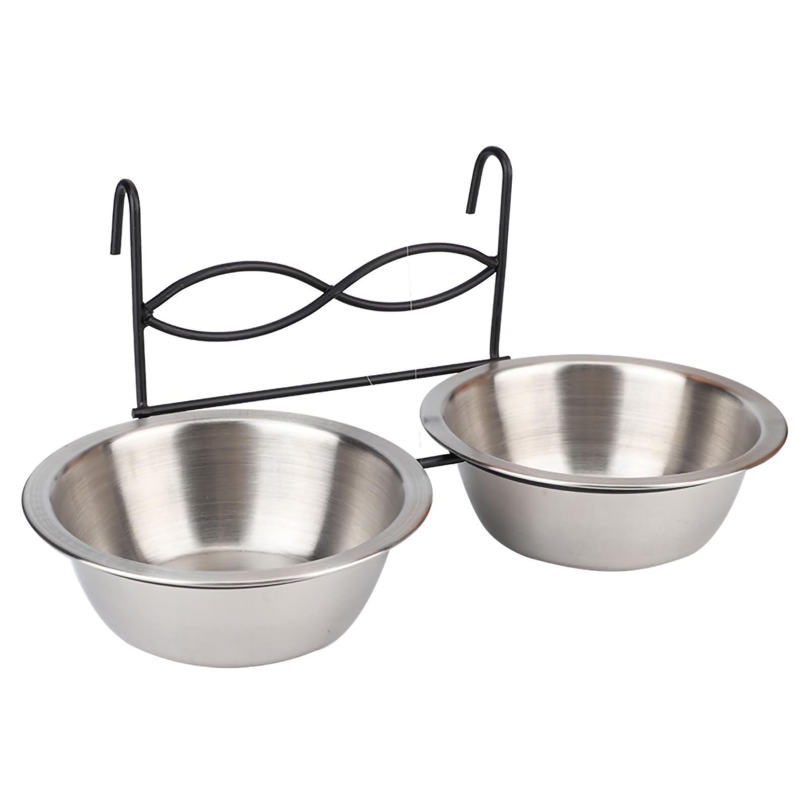 Stainless Steel Double Pet Bowl with Hook - Hanging Food & Water Dish for Cats, Dogs, Puppies - Perfect for Cages, Kennels, and Travel Crates