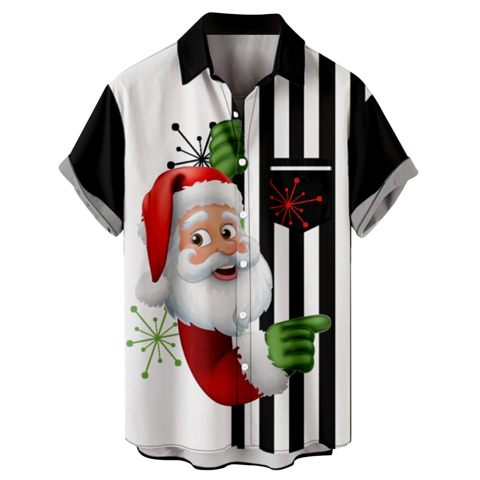 WOCACHI Men's Short Sleeve T-Shirt - Santa Claus Christmas Print Athletic Tee for Workout, Gym & Casual Wear | Holiday Gift for Dad, Husband & Boyfriend