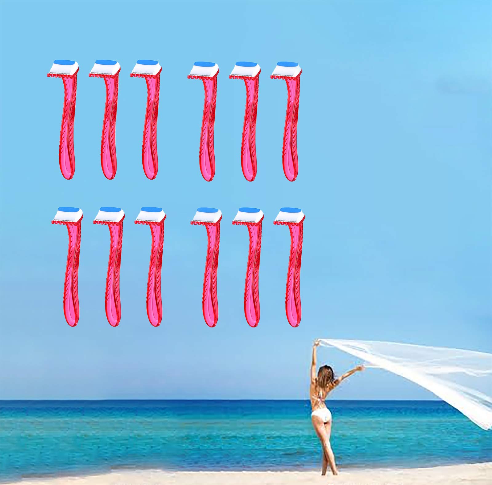 12 Pack Women's Bikini Razors - Portable Safety Trimmer for Smooth Legs, Arms & Body Hair - Perfect Gift for Women & Girls - Ideal for Travel, Swimming, Dates & Business Trips (Random Colors)