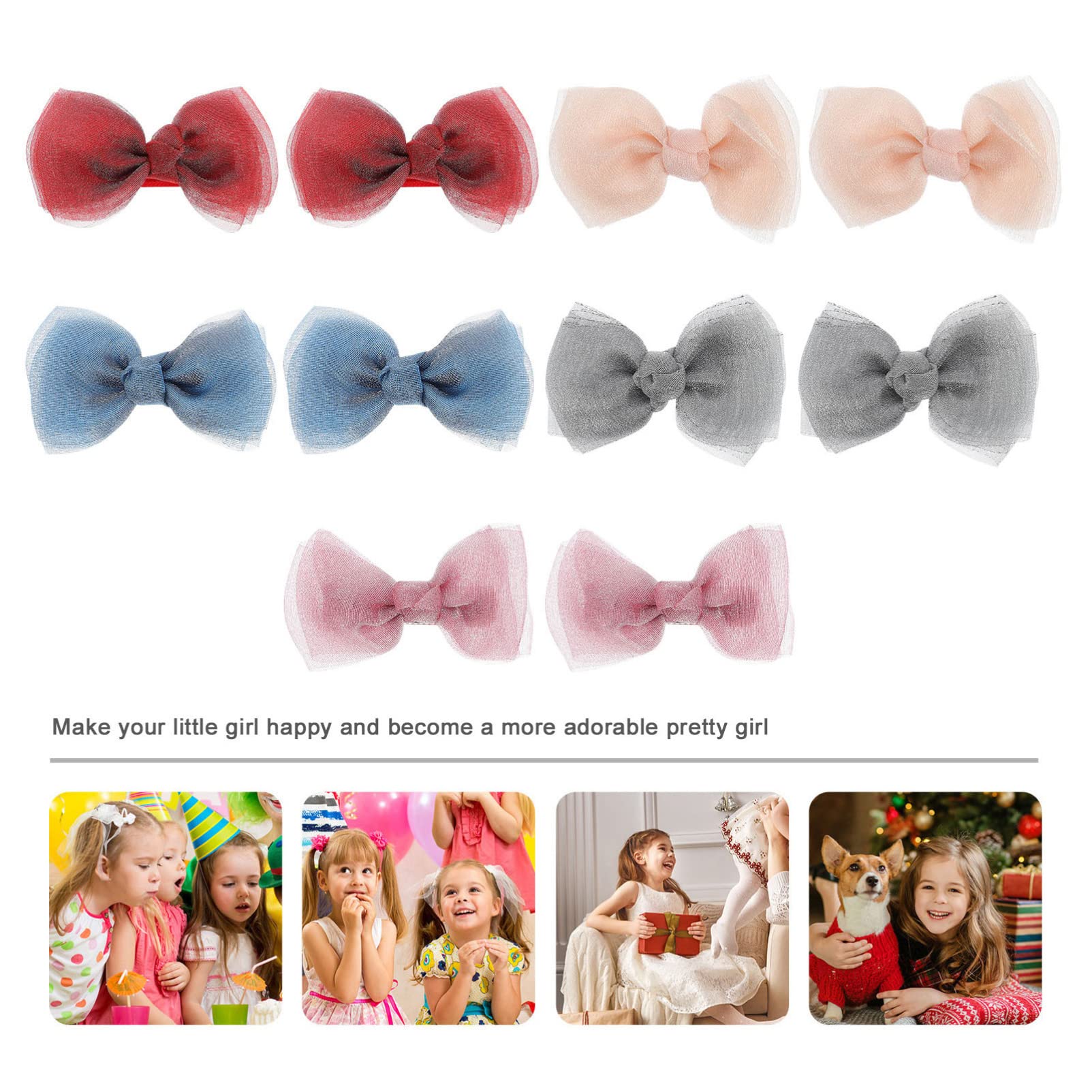 VALICLUD 5 Pairs Cute Bow Hair Clips for Girls - Kids Hair Accessories Set with Barrettes, Hairpins & Goody Clips - Perfect for Christmas, Parties, School & Daily Wear