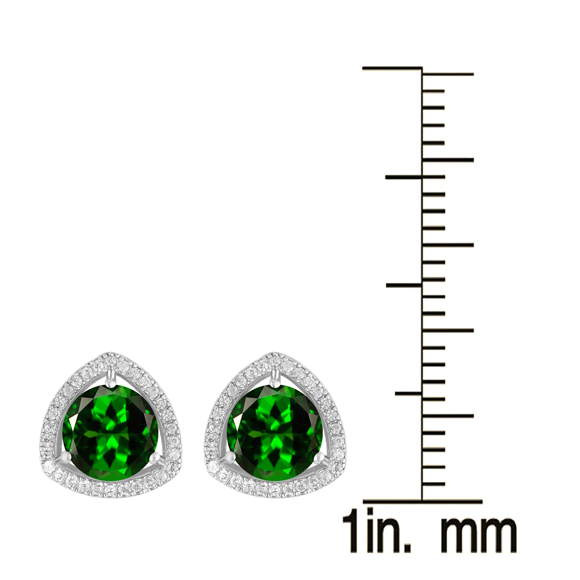 Natural Gemstone & White Topaz Halo Sterling Silver Stud Earrings – Perfect for Gifts, Weddings & Everyday Elegance