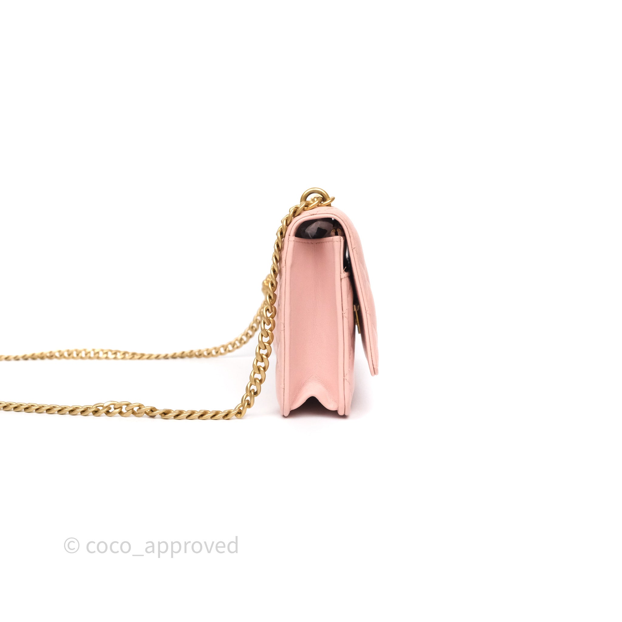Chanel Camellia Crush Wallet on Chain WOC in Pink Lambskin with Aged Gold Hardware - Elegant Crossbody Bag for Women, Perfect for Parties, Dates & Evening Events