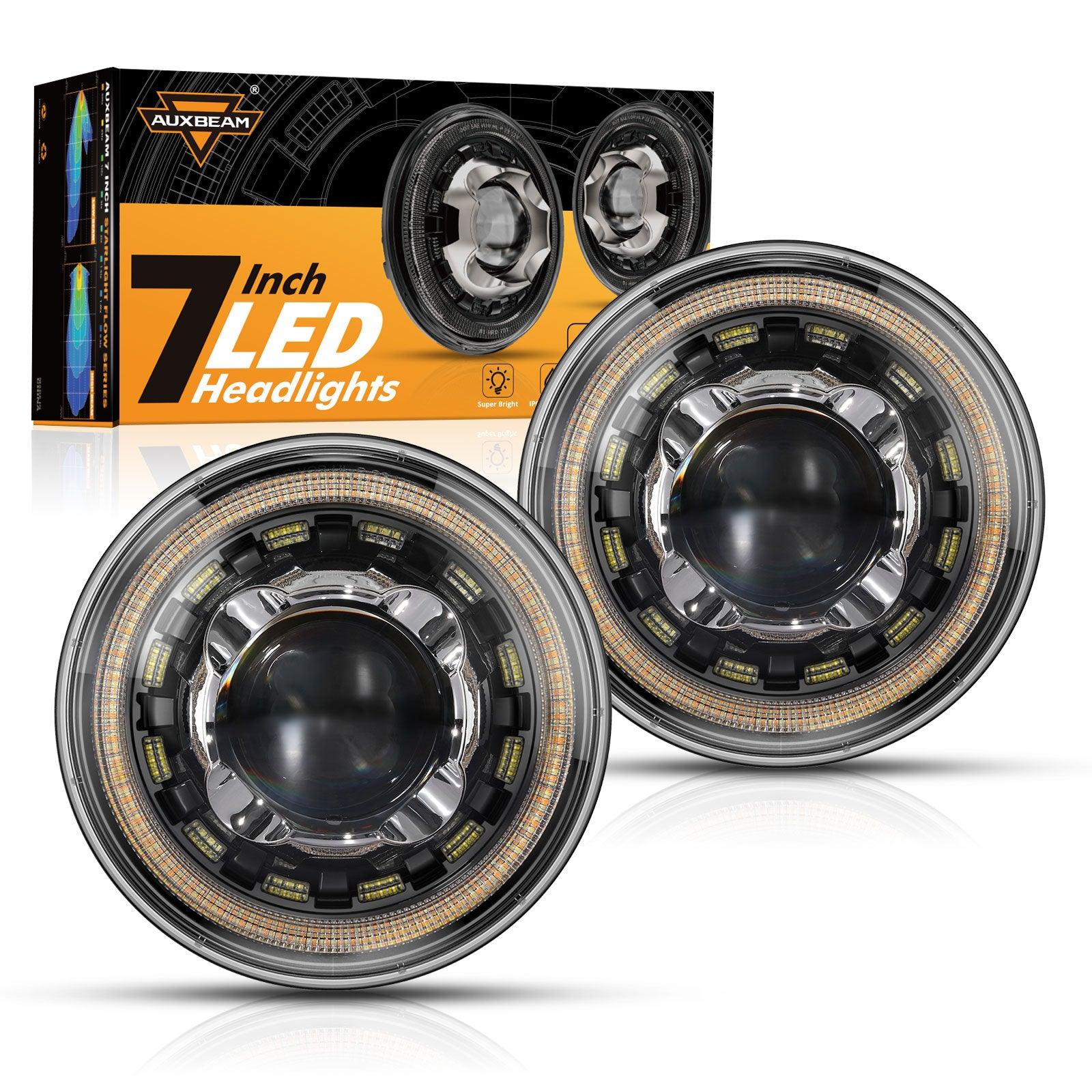 7 Inch 135W DOT Approved LED Headlights with DRL & Turn Signal - High/Low Beam for Jeep Wrangler JK TJ LJ CJ & Land Rover Defender 90 (1997+) - Upgrade Your Off-Road Lighting for Night Driving & Adventure