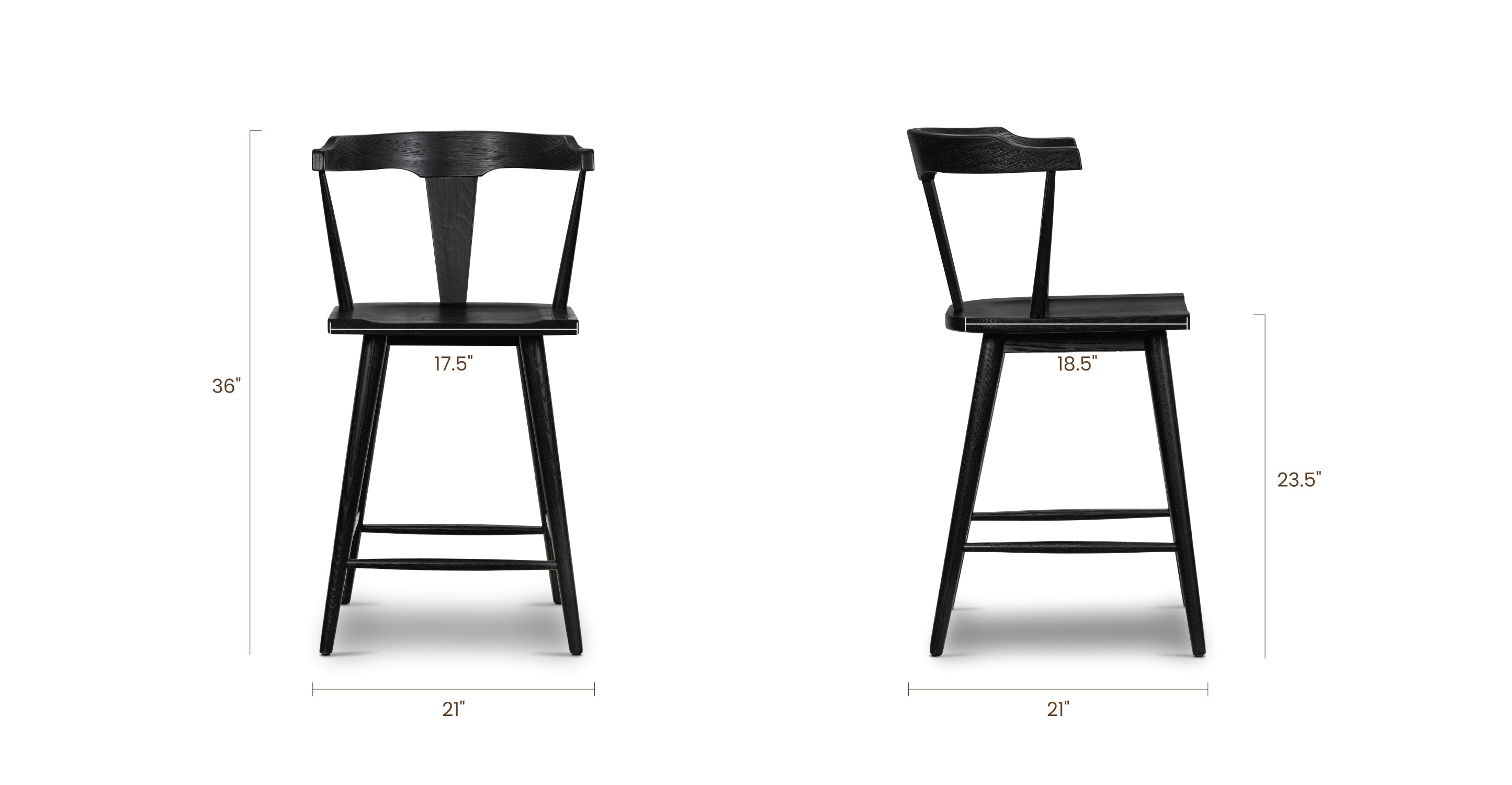 Enzo Counter Stool - Modern Kitchen Bar Stools with Back Support, Adjustable Height for Breakfast Nook, Home Bar & Dining Room Decor