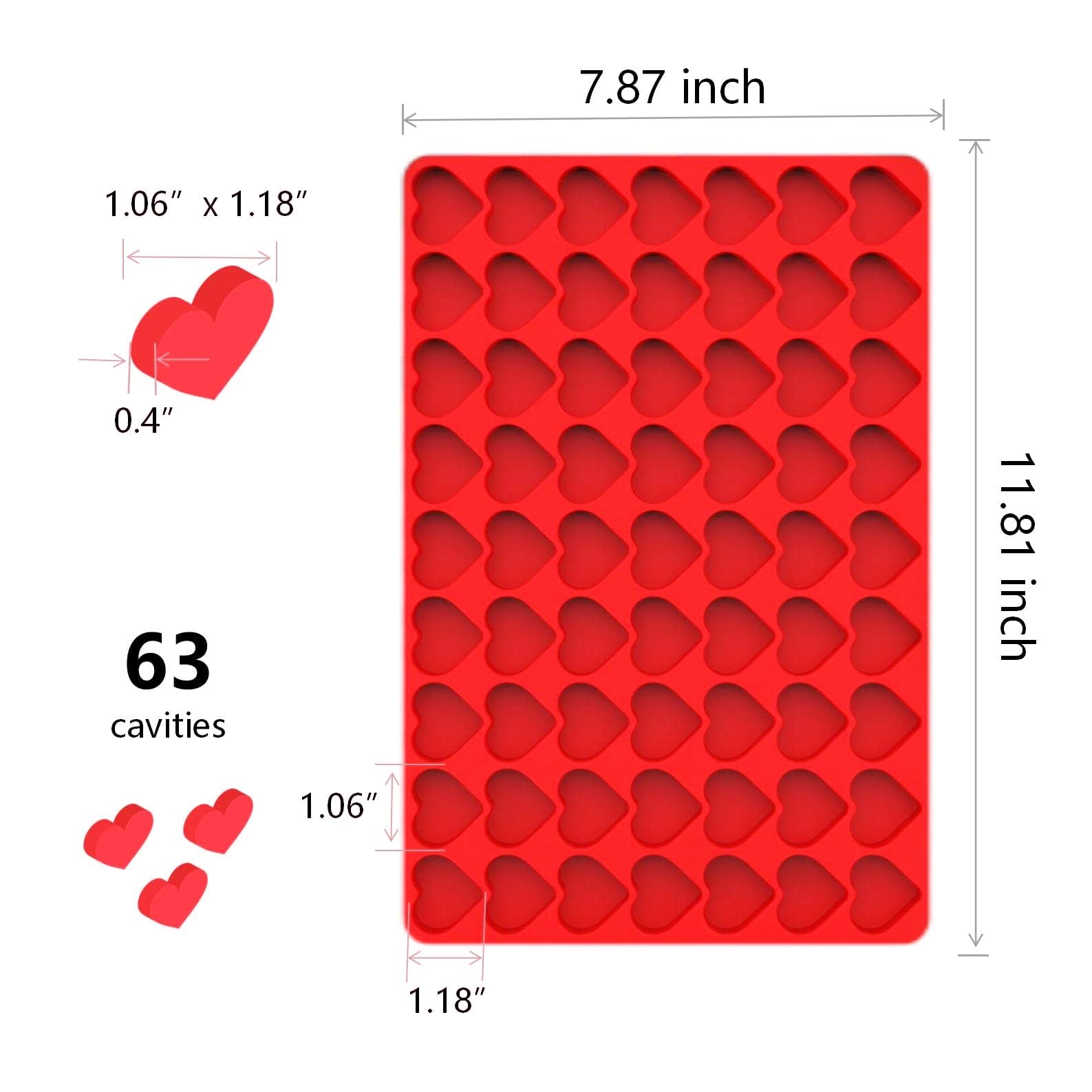 Heart-Shaped Silicone Molds for DIY Gummy Candy, Chocolate & Homemade Treats - 1PC Baking Mold with Scraper - Perfect for Valentine's Day, Birthday Parties & Holiday Desserts