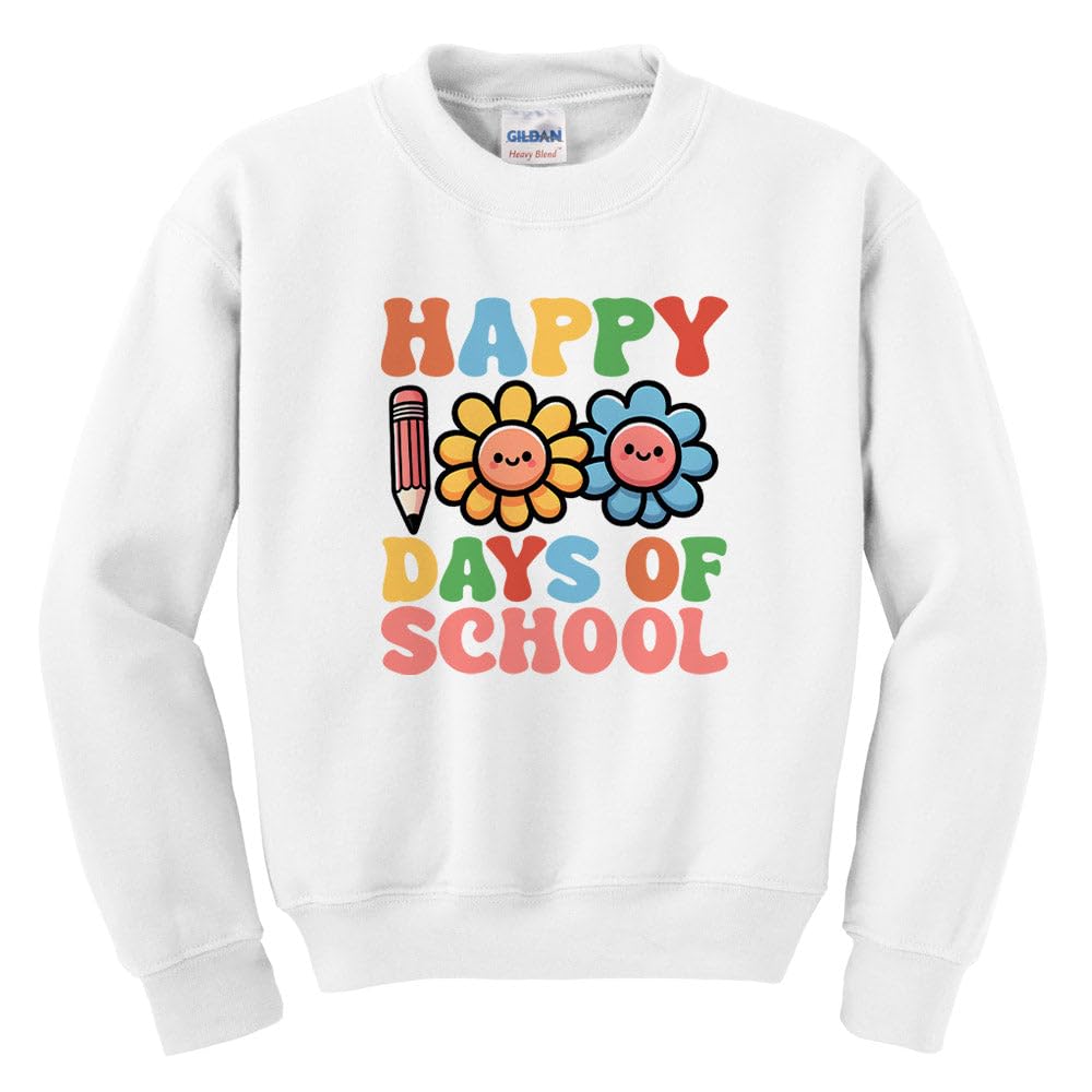 100 Days of School Celebration Sweatshirt for Kids - Cute Flower Design Youth Pullover for School Events & Milestone Photos
