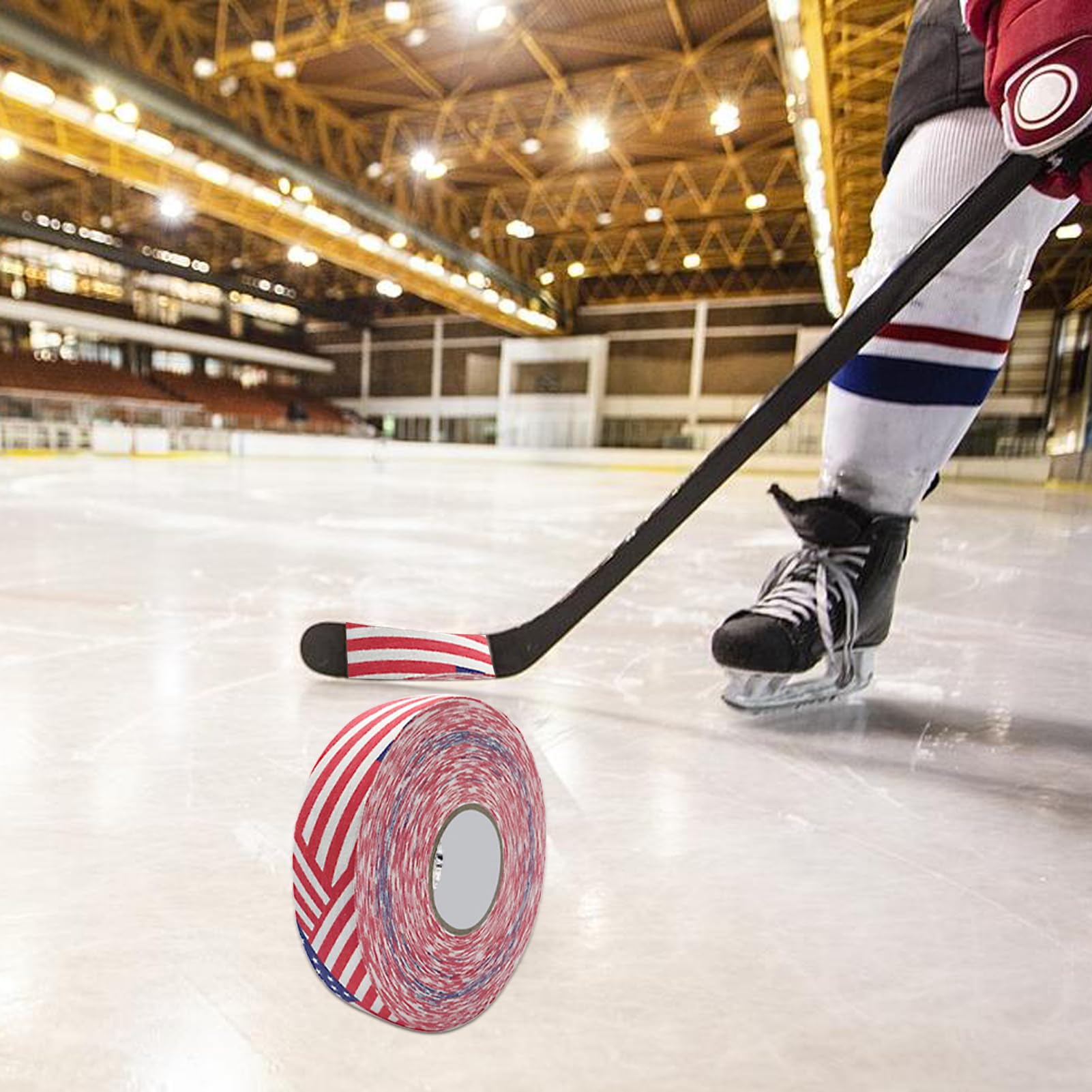 2.5CM x 25M Hockey Stick Tape - Durable Lacrosse & Hockey Protective Grip Tape for Stick Sports | Enhanced Safety for Hockey, Lacrosse & Badminton Poles | Stars & Stripes Design | Perfect for Game Day, Training & Equipment Protection