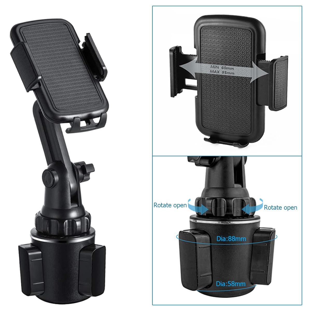 Universal Adjustable Gooseneck Car Cup Holder Phone Mount - 360° Rotatable Cell Phone Stand for All Vehicles, Trucks & SUVs | Perfect for Hands-Free Navigation, Streaming & Safe Driving