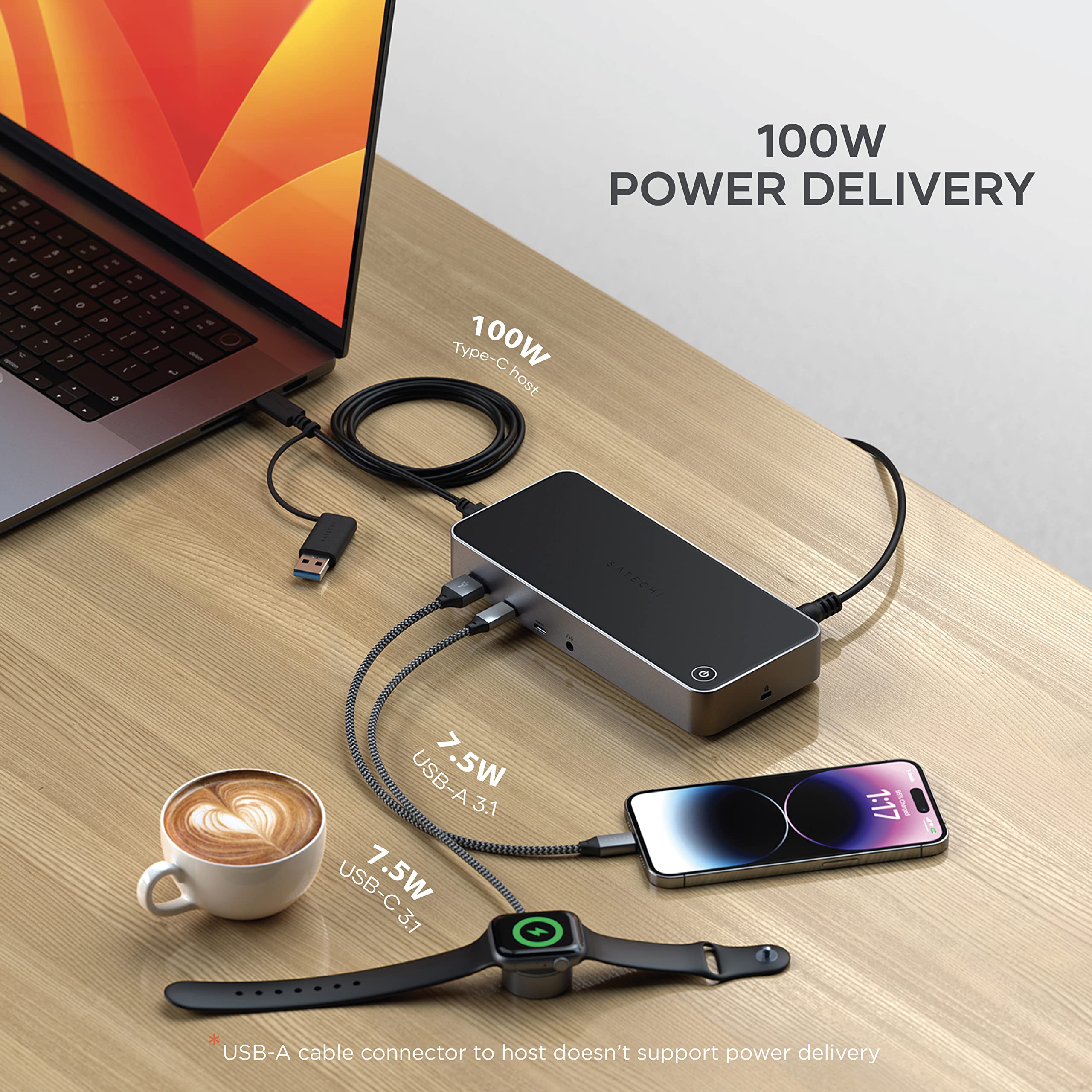 Satechi 14-in-1 USB C Triple 4K Docking Station with 100W PD, 2 DisplayPort, 3 HDMI, 4 USB C Ports, USB-A, Gigabit Ethernet & Audio Jack - Compatible with MacBook & Windows Laptops - Perfect for Home Office, Gaming & Multi-Monitor Setup