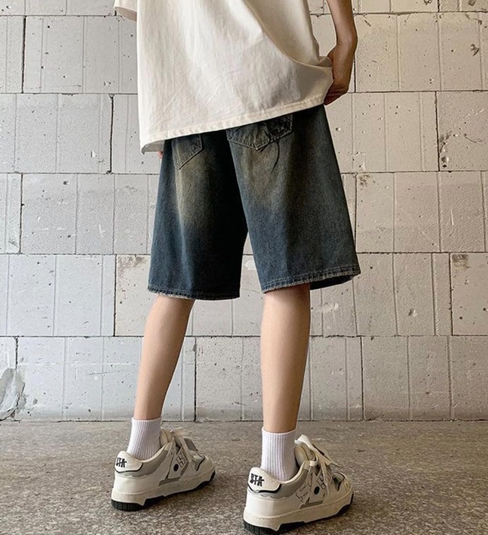 CUTEGAL Unisex Jorts - Mid Rise Spider Denim Shorts for Women & Men | Wide Leg Baggy Jeans | Y2K Casual Streetwear Pants | Perfect for Summer Outfits, Music Festivals and Retro Fashion Styles