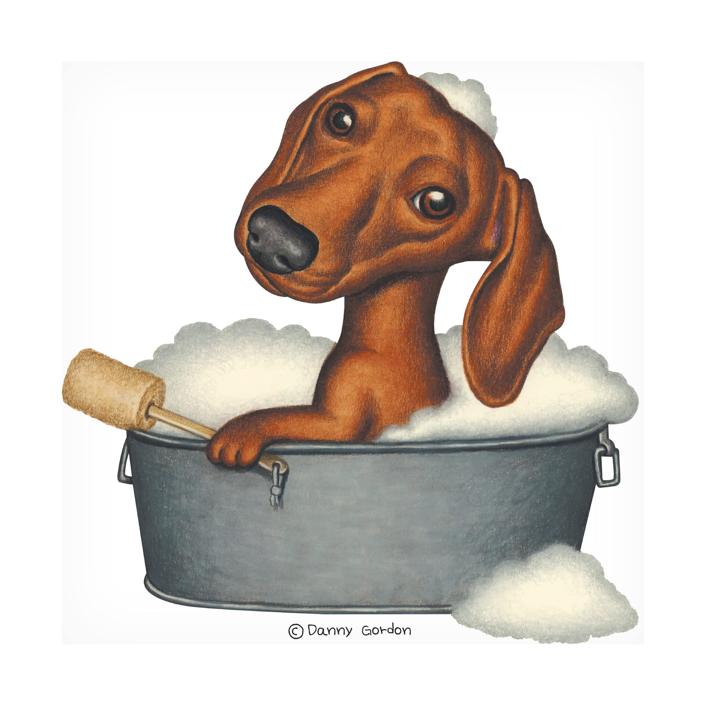 Danny Gordon Dachshund Canvas Art - Brown Dog Bathroom Decor