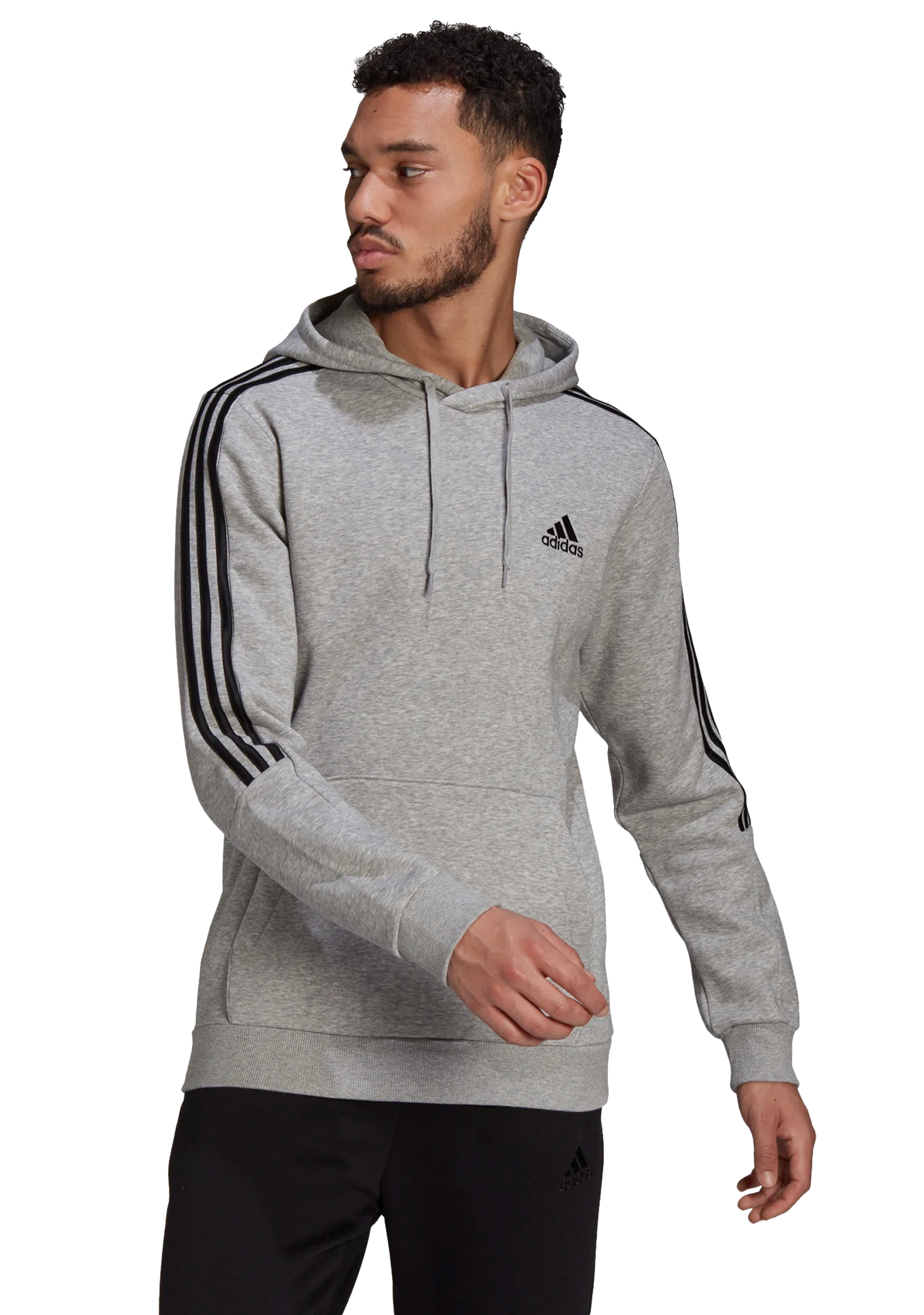 Adidas Men's 3 Stripes Fleece Hoodie - Warm & Comfortable Pullover for Casual Wear, Gym, and Outdoor Activities