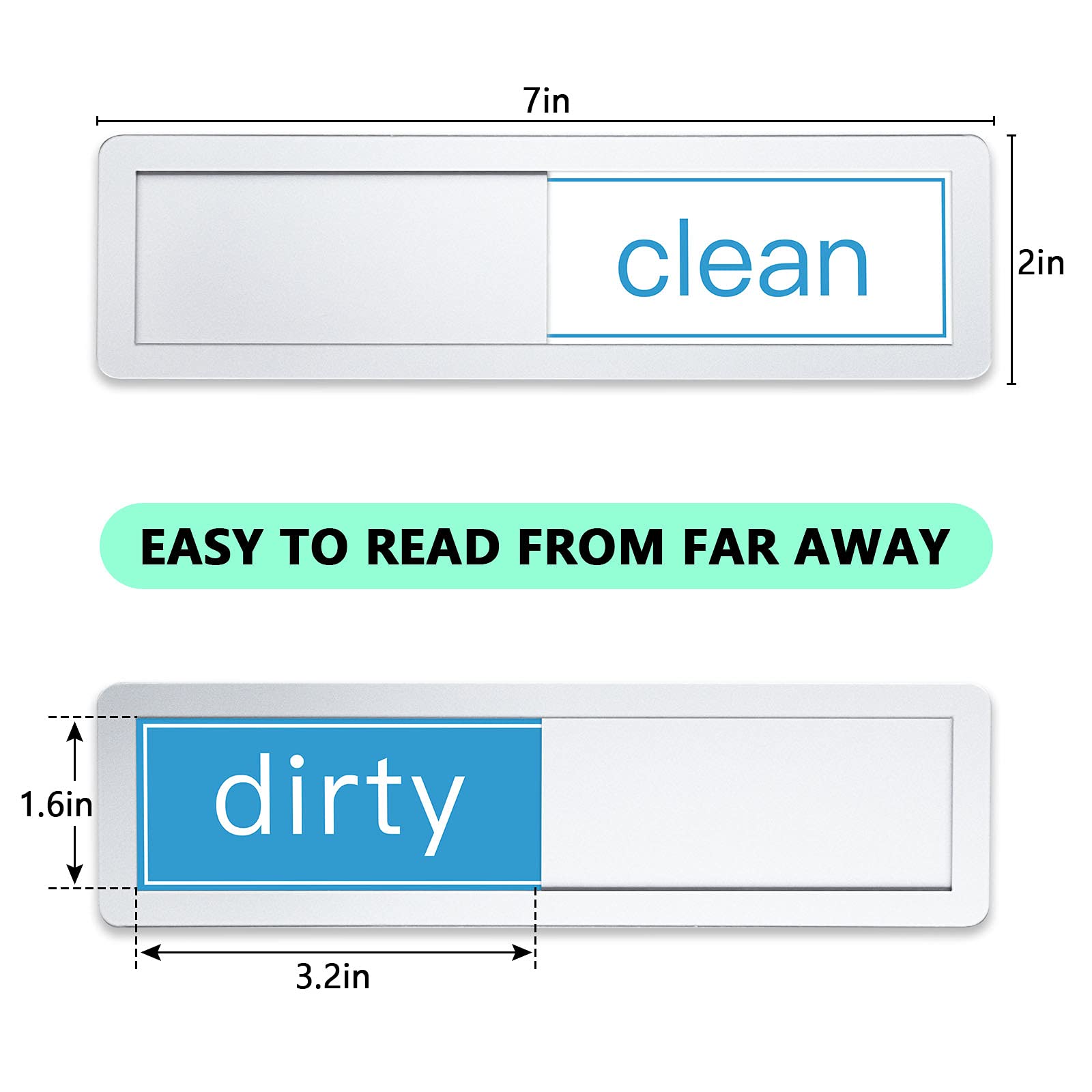 Silver Universal Dishwasher Clean/Dirty Indicator Magnet - Super Strong Refrigerator Magnet with Adhesive Back for Kitchen Organization - Perfect for Homes, Restaurants & Dorm Rooms