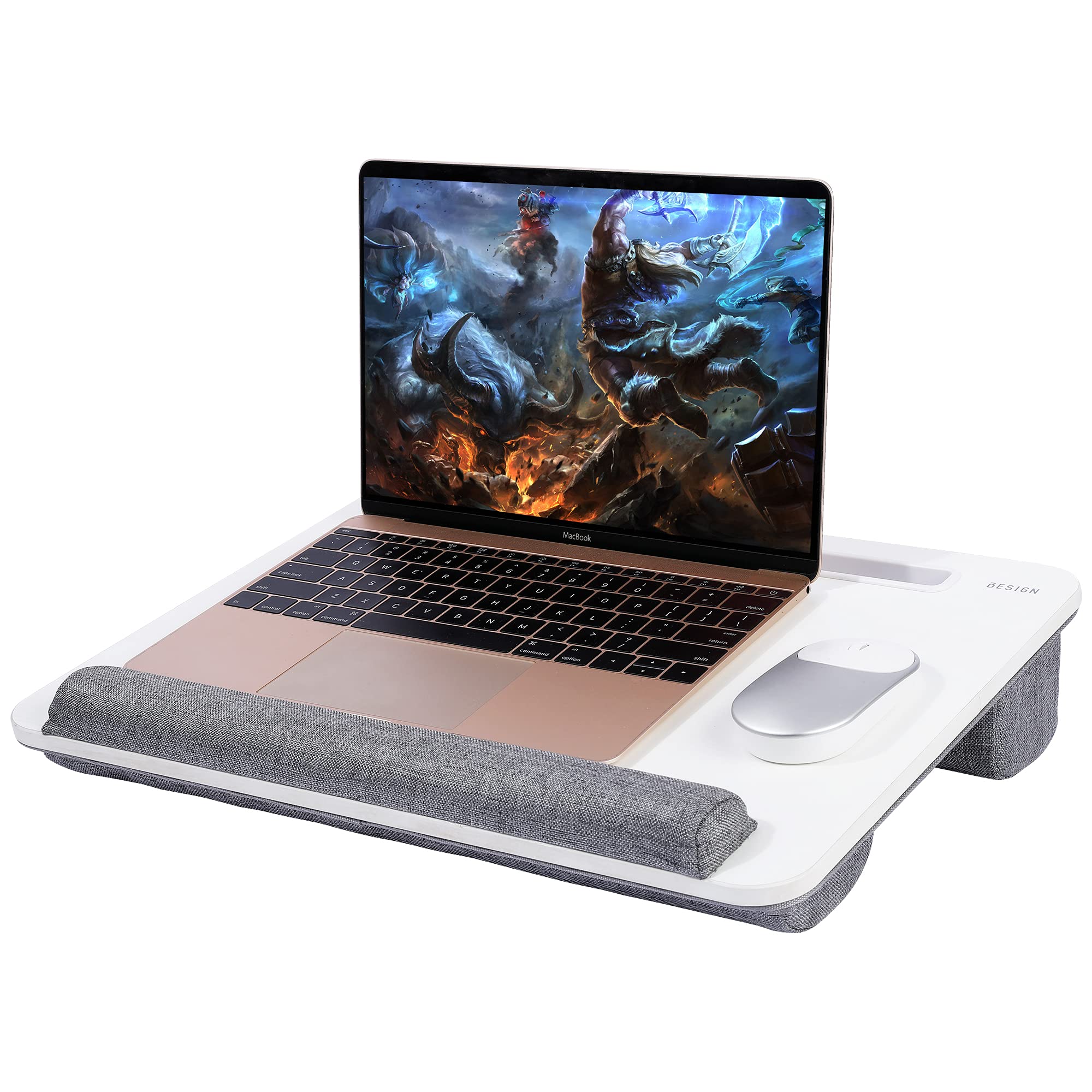 Besign LT08 Adjustable Laptop Stand with Pillow Cushion - Portable Lap Desk for 14 Inch Laptops - Non-Slip Design for Home Office, Bed & Sofa Use - Ergonomic Computer Stand for Work, Study & Entertainment (White)