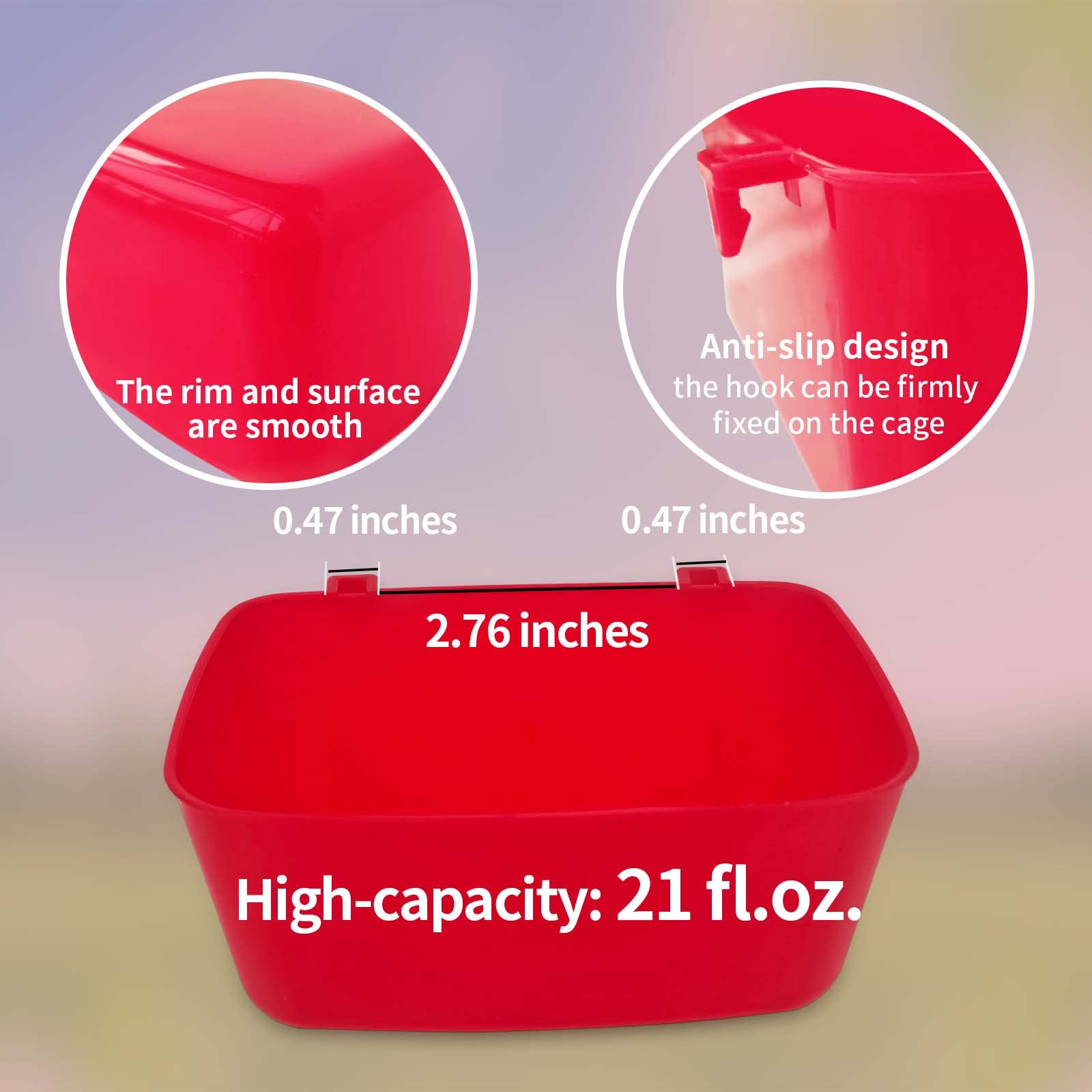 6 Pack Hanging Chicken Feeder and Waterer - 21oz Food & Water Cage Cups for Puppy, Cat, Rabbit, Pigeon, Hamster - Durable Coop Bowl & Treat Drinker for Small Pets - Perfect for Bird Bath, Feeding Station, and Outdoor Animal Care