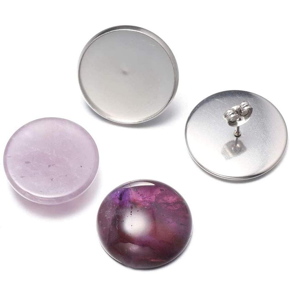 LE SKY 10mm Stainless Steel Blank Stud Earring Bezel Setting Cabochon Holder - 50 Pcs for Jewelry Making DIY Crafts | Perfect for Earrings, Pendants & Handmade Jewelry Designs