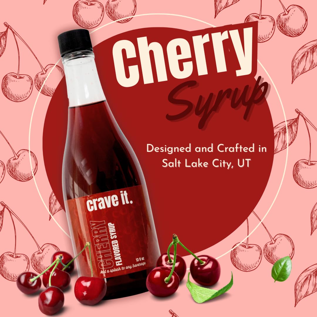 Premium Cherry Flavoring Syrup for Beverages - Enhance Soda, Coffee, Latte, Italian Soda & Lemonade - Create Delicious Cherry Coke at Home - 13 FL OZ (2-Pack) - Perfect for Cocktails, Desserts & DIY Drinks